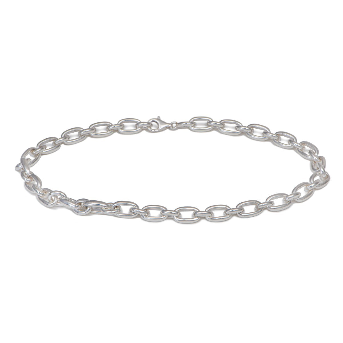 Statement Sterling Silver Link Necklace with Oval Links