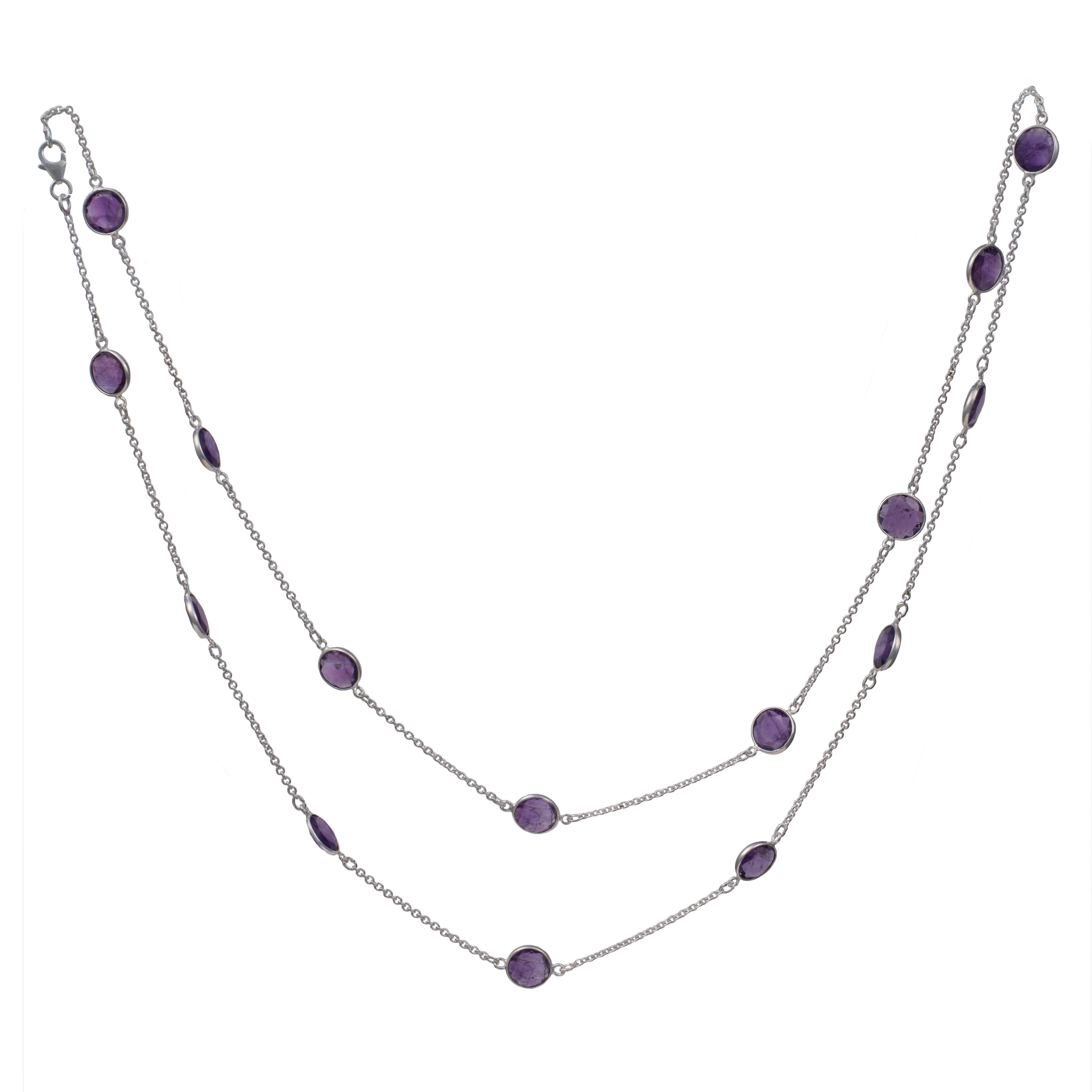 Amethyst Gemstone Necklace in Sterling Silver