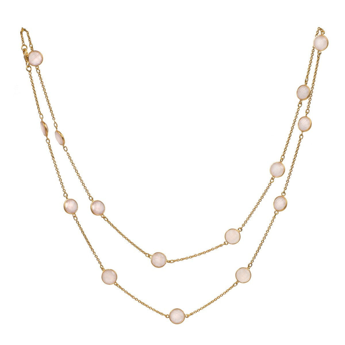 Rose Quartz Gemstone Necklace in Gold Plated Sterling Silver