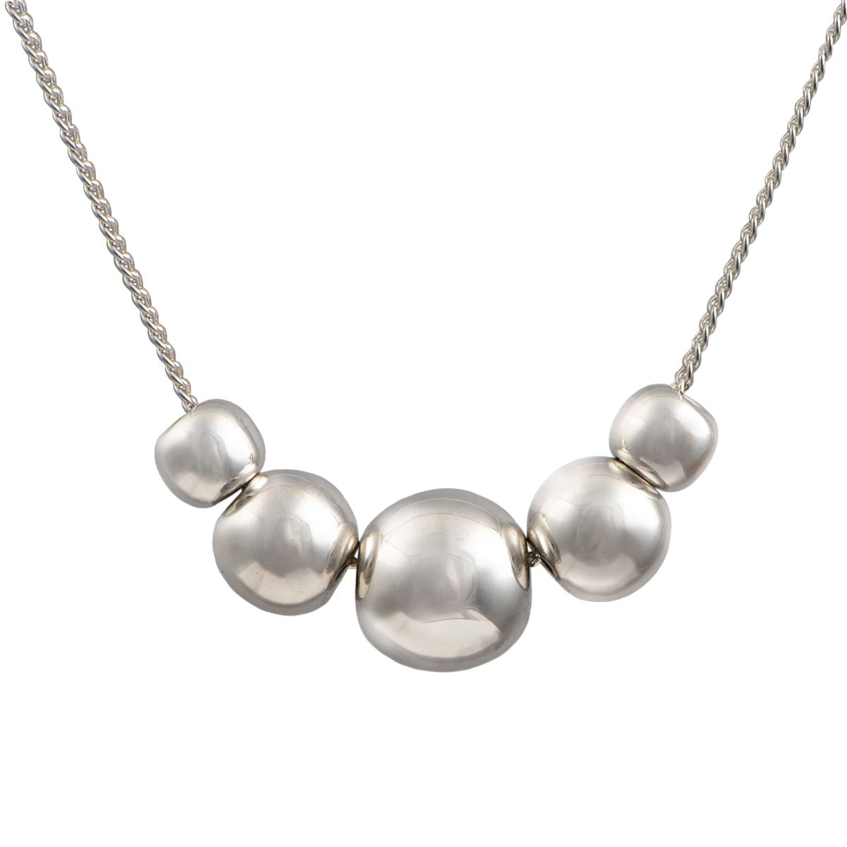 Sterling Silver Necklace with 5 Balls