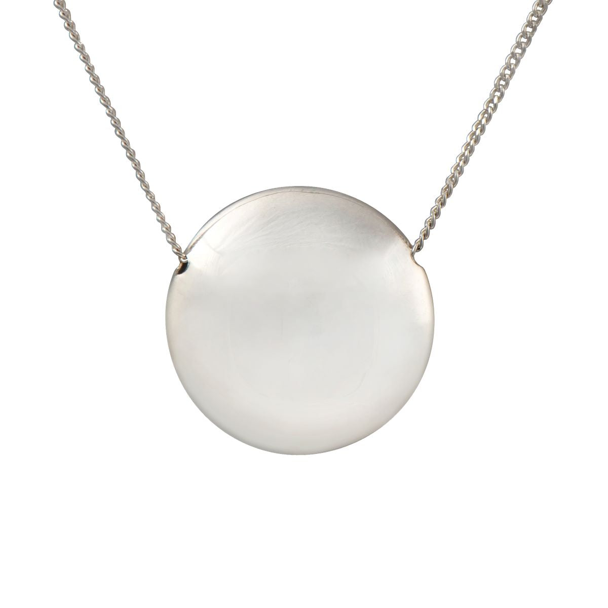 Sterling Silver Necklace with Big Hollow Disc Pendant