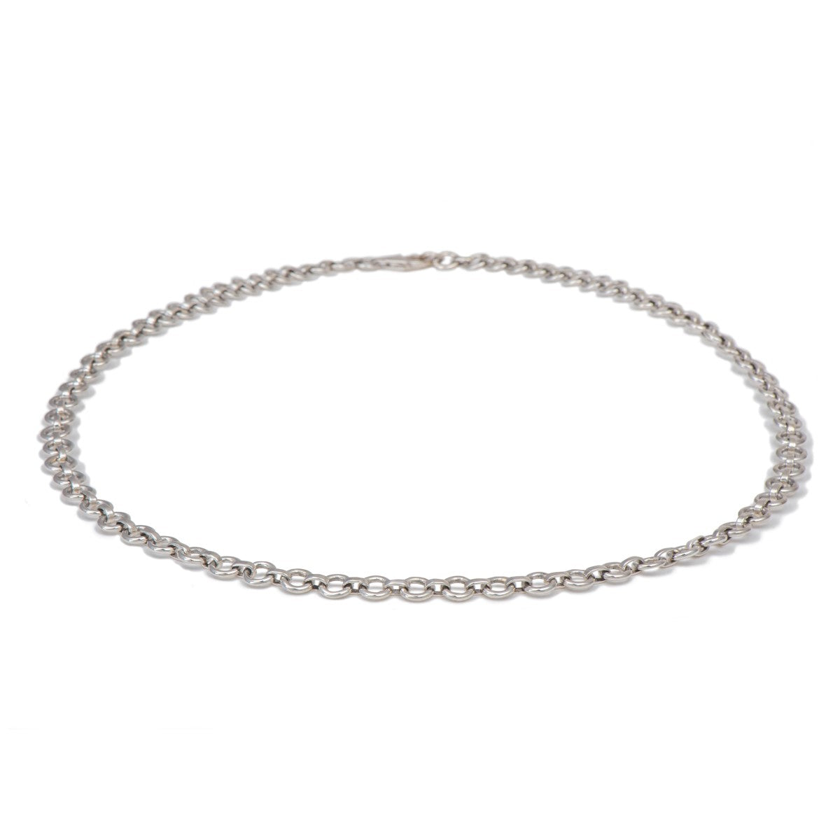 Statement Sterling Silver Necklace with small round links