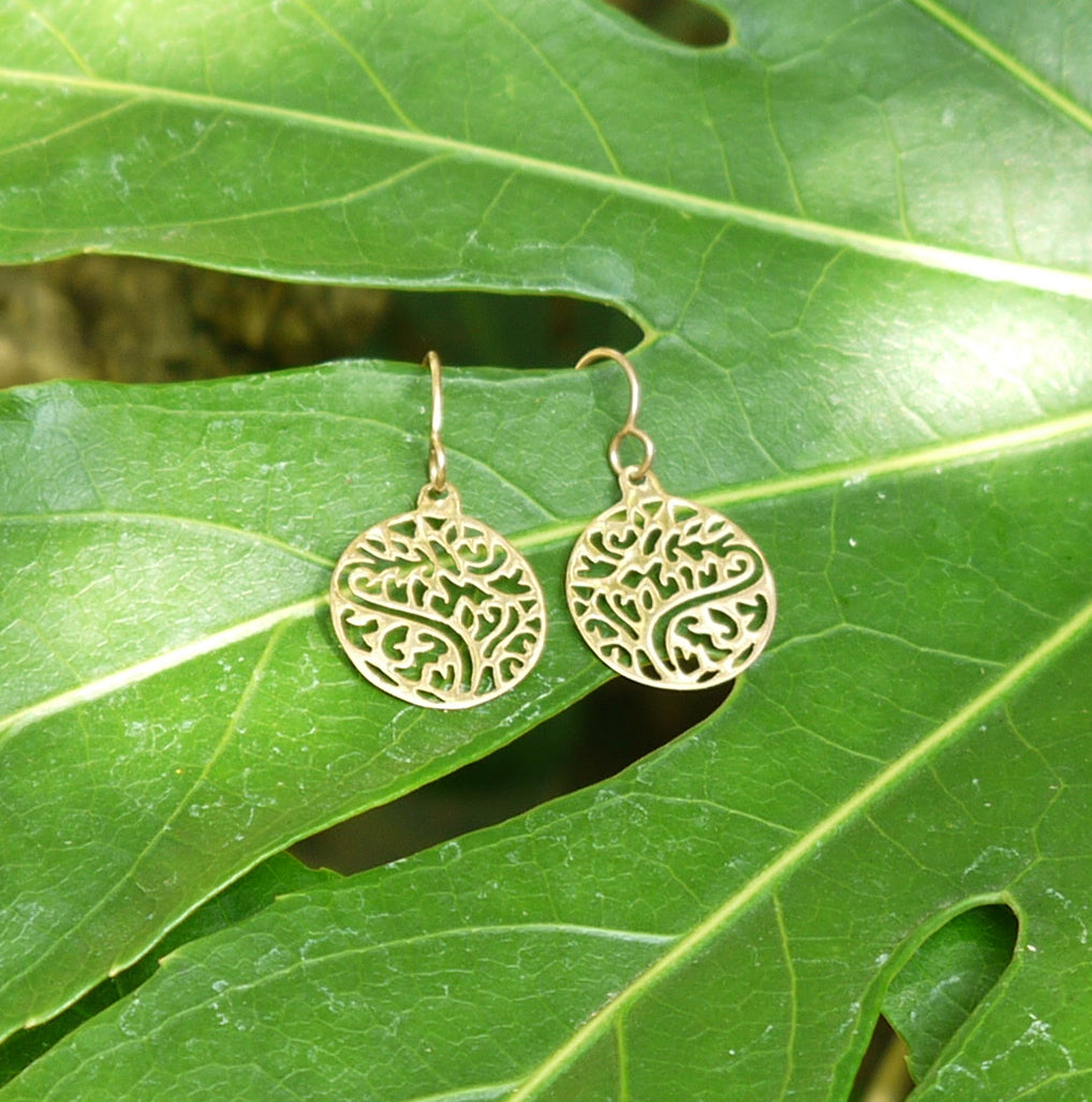 Gold Plated Silver Round Earrings With Intricate Filigree Work