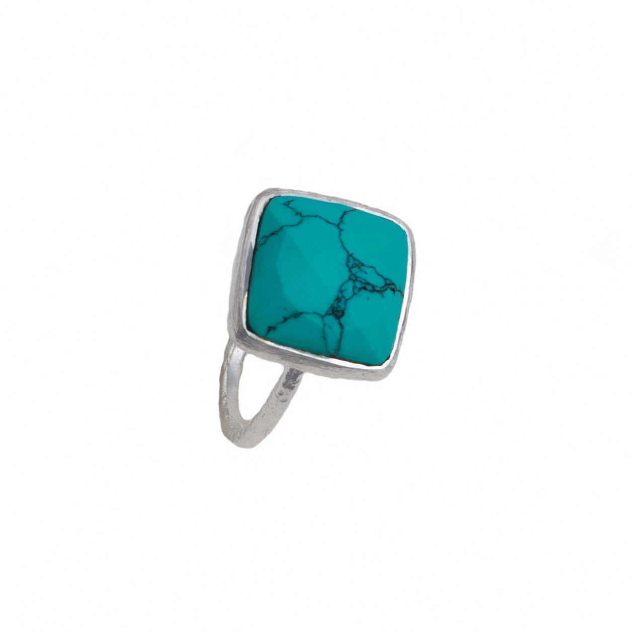 Silver Ring with Square Semiprecious Stone - Turquoise