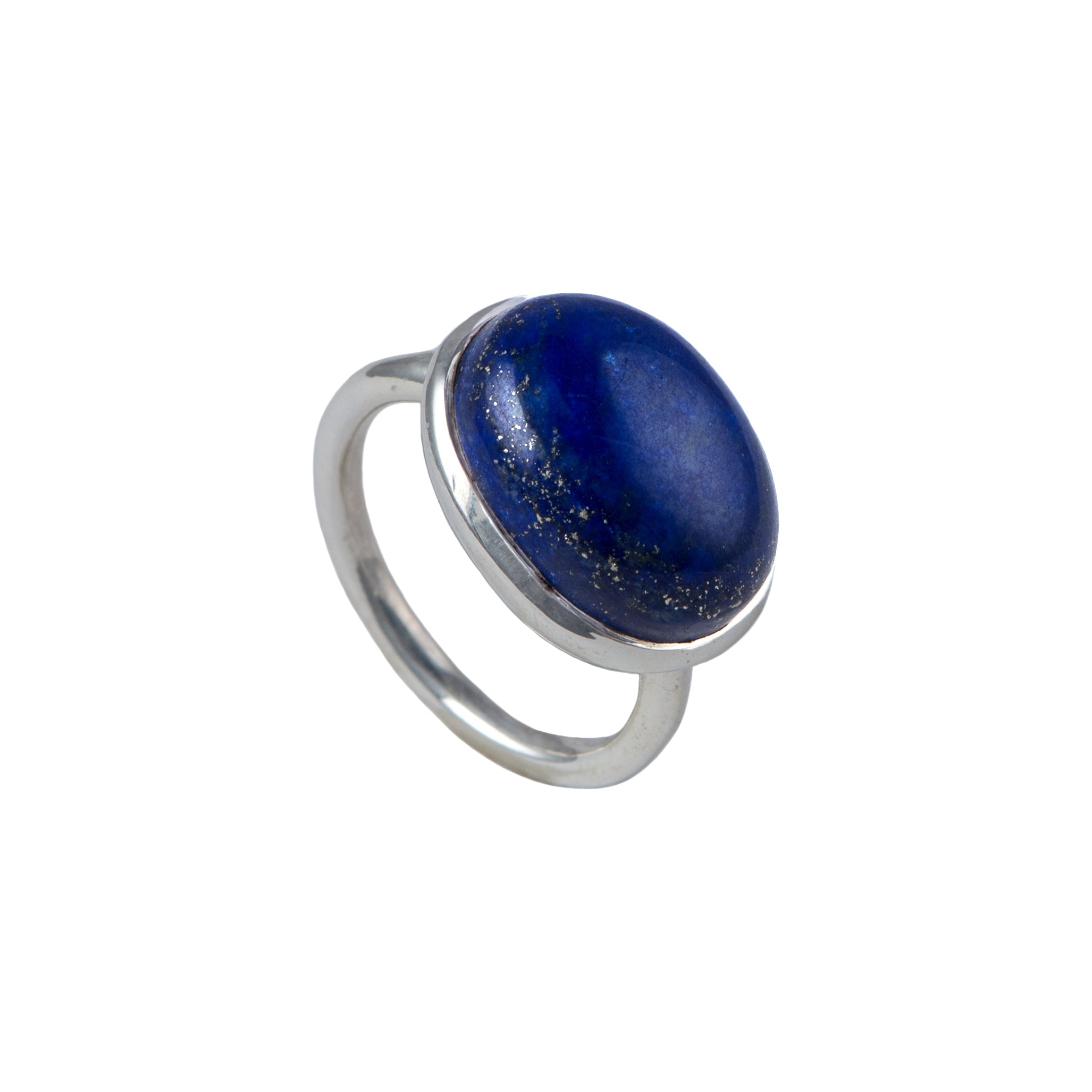 Cabochon Oval Cut Natural Gemstone Sterling Silver Ring - Lapis Lazuli