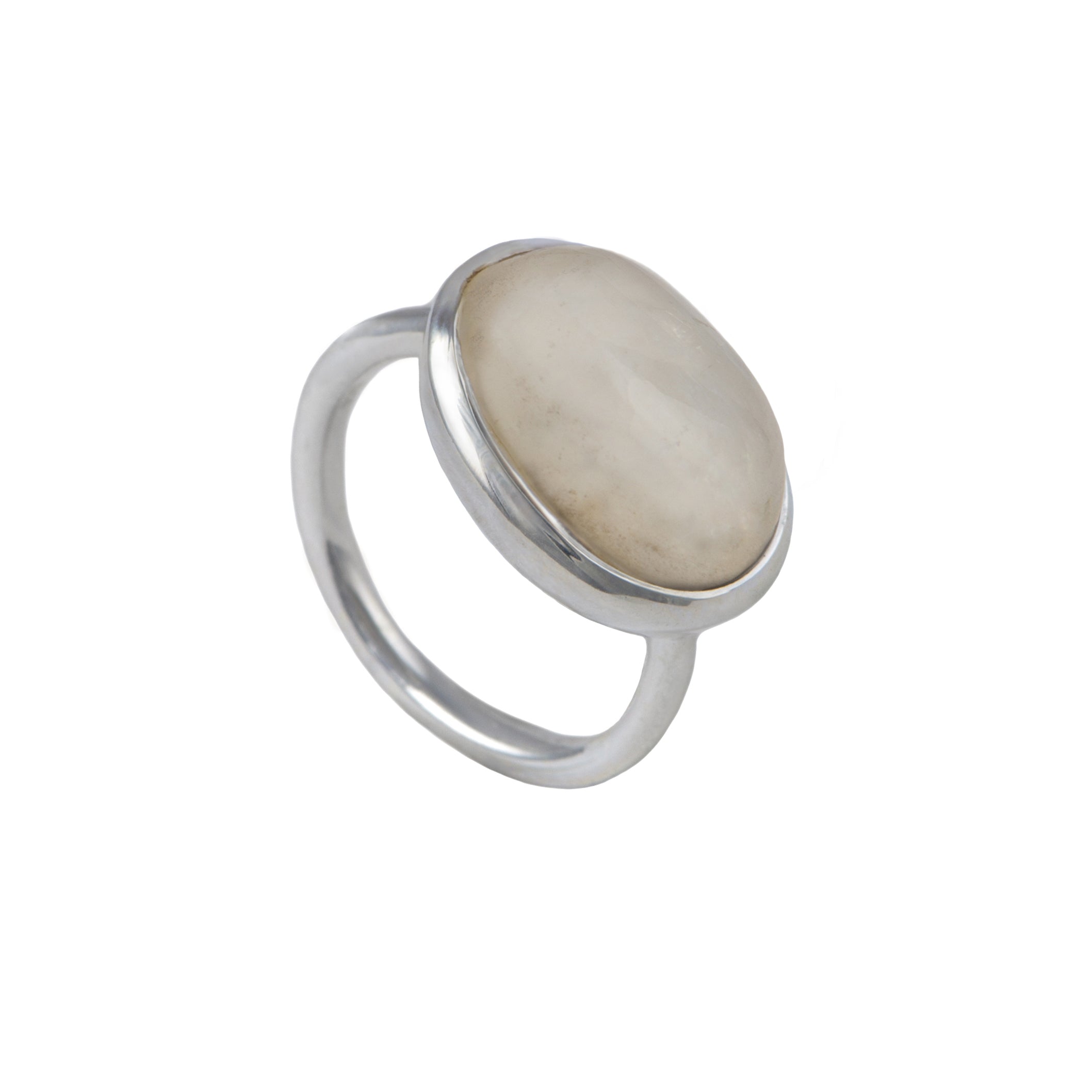 Cabochon Oval Cut Natural Gemstone Sterling Silver Ring - Moonstone