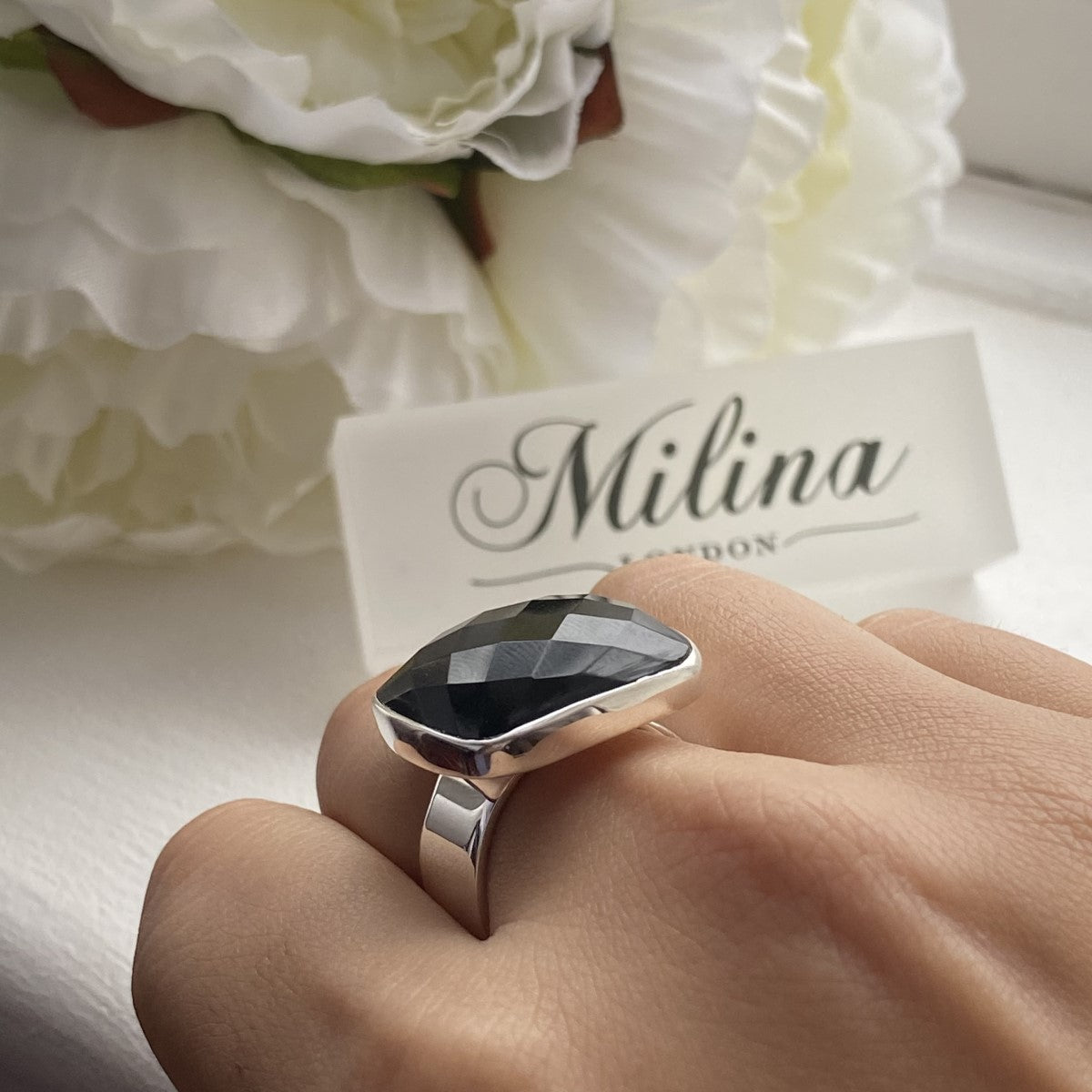 Onyx sterling on sale silver ring