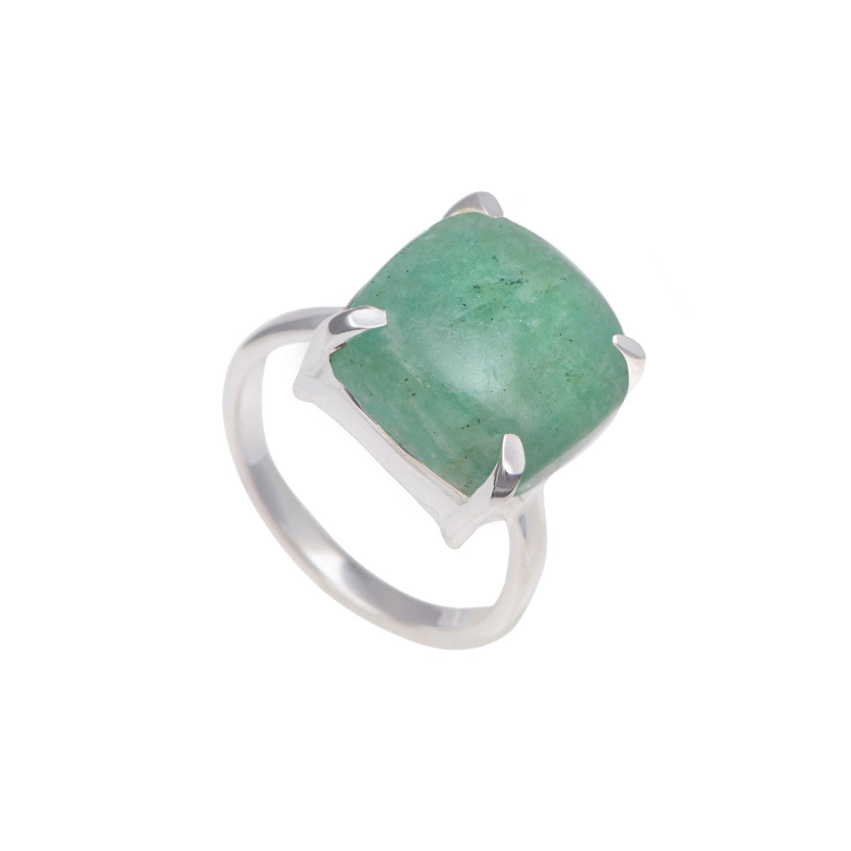 Square Cabochon Amazonite Ring in Sterling Silver