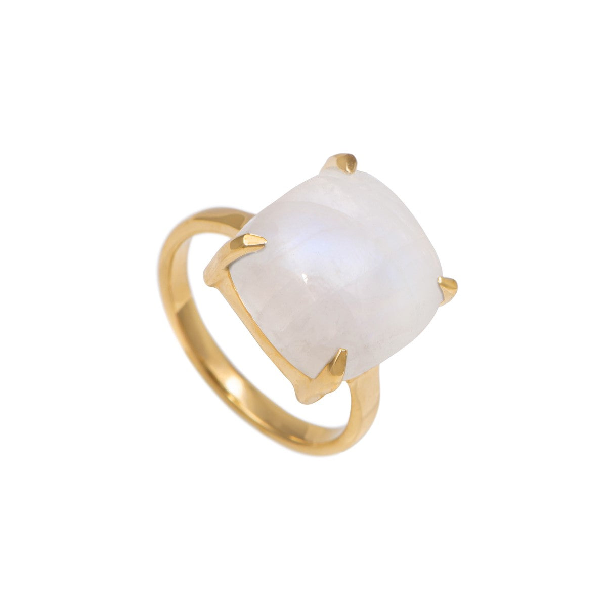 Square Cabochon Moonstone Ring in Gold Plated Sterling Silver