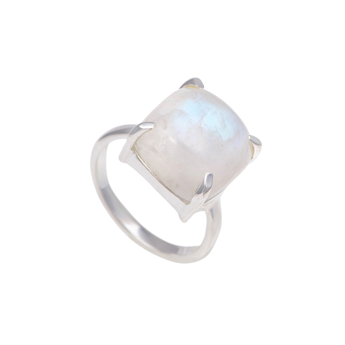Square Cabochon Moonstone Ring in Sterling Silver