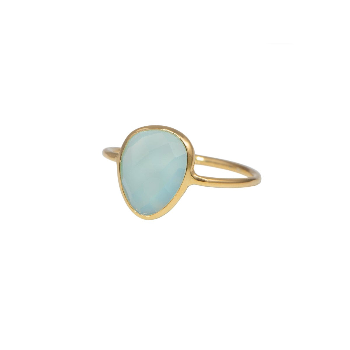 Aqua Chalcedony Organic Elliptical Shaped Gemstone