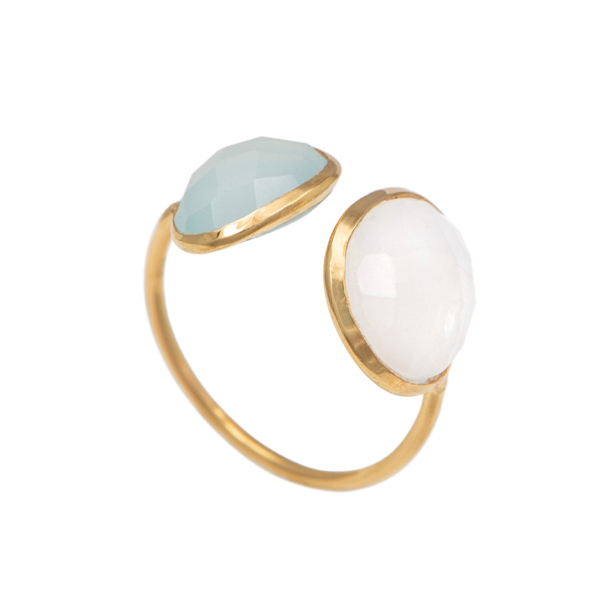 Gemstone Ring with Aqua Chalcedony and Moonstone