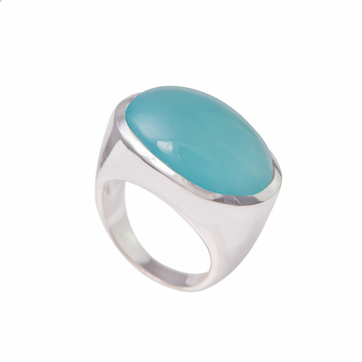 Statement Sterling Silver Aqua Chalcedony Gemstone Ring