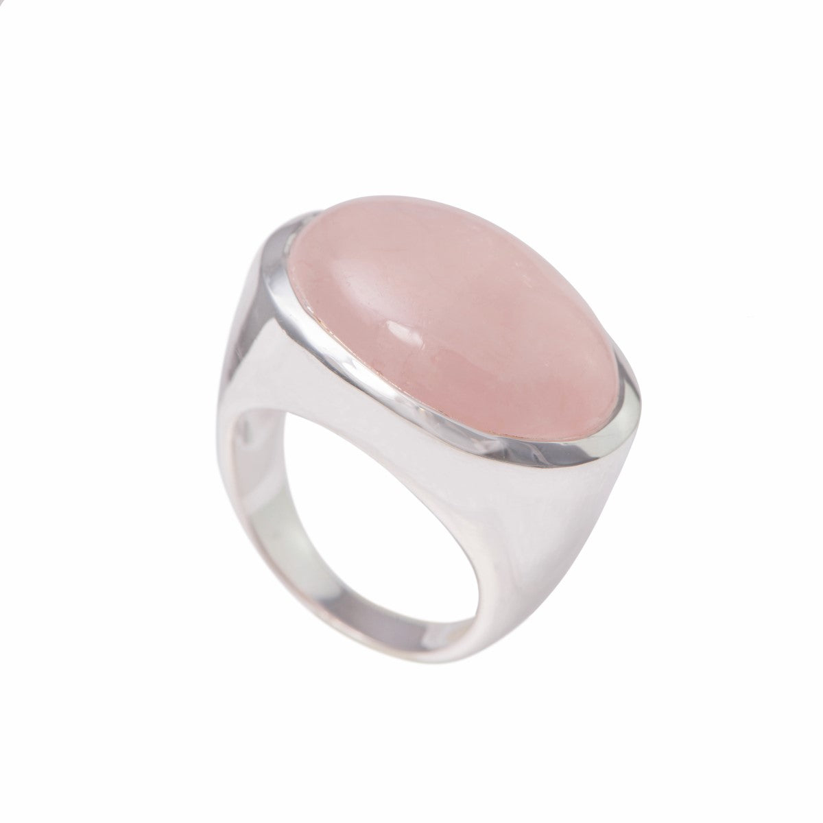 Statement Sterling Silver Rose Quartz Gemstone Ring