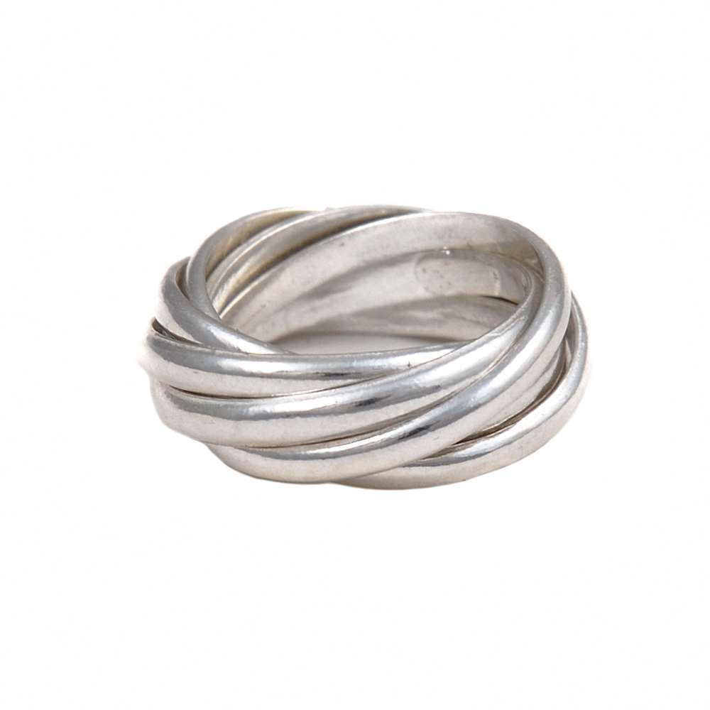 Intertwined Silver Ring - 7 Bands