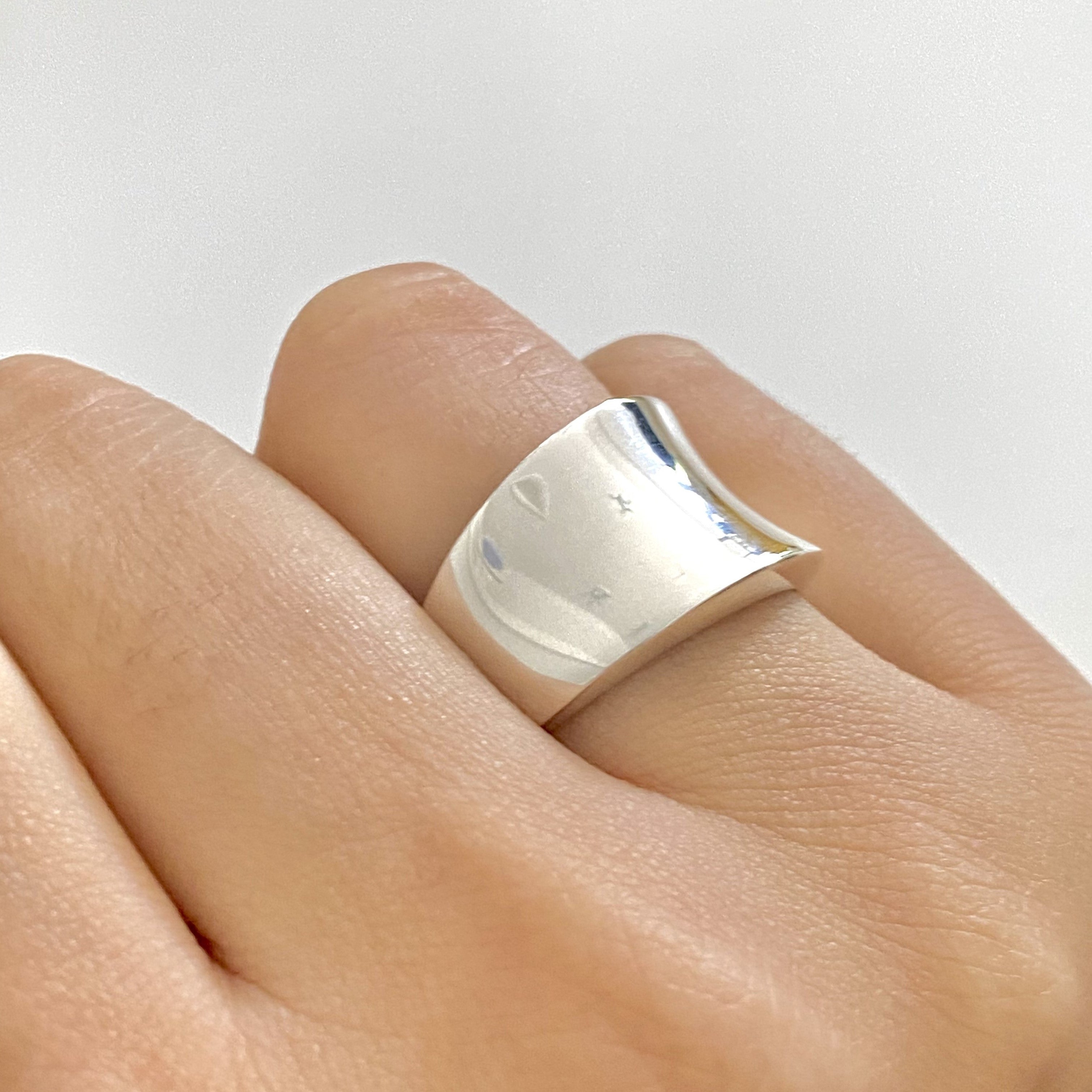 Sterling Silver Concave Tapered Ring