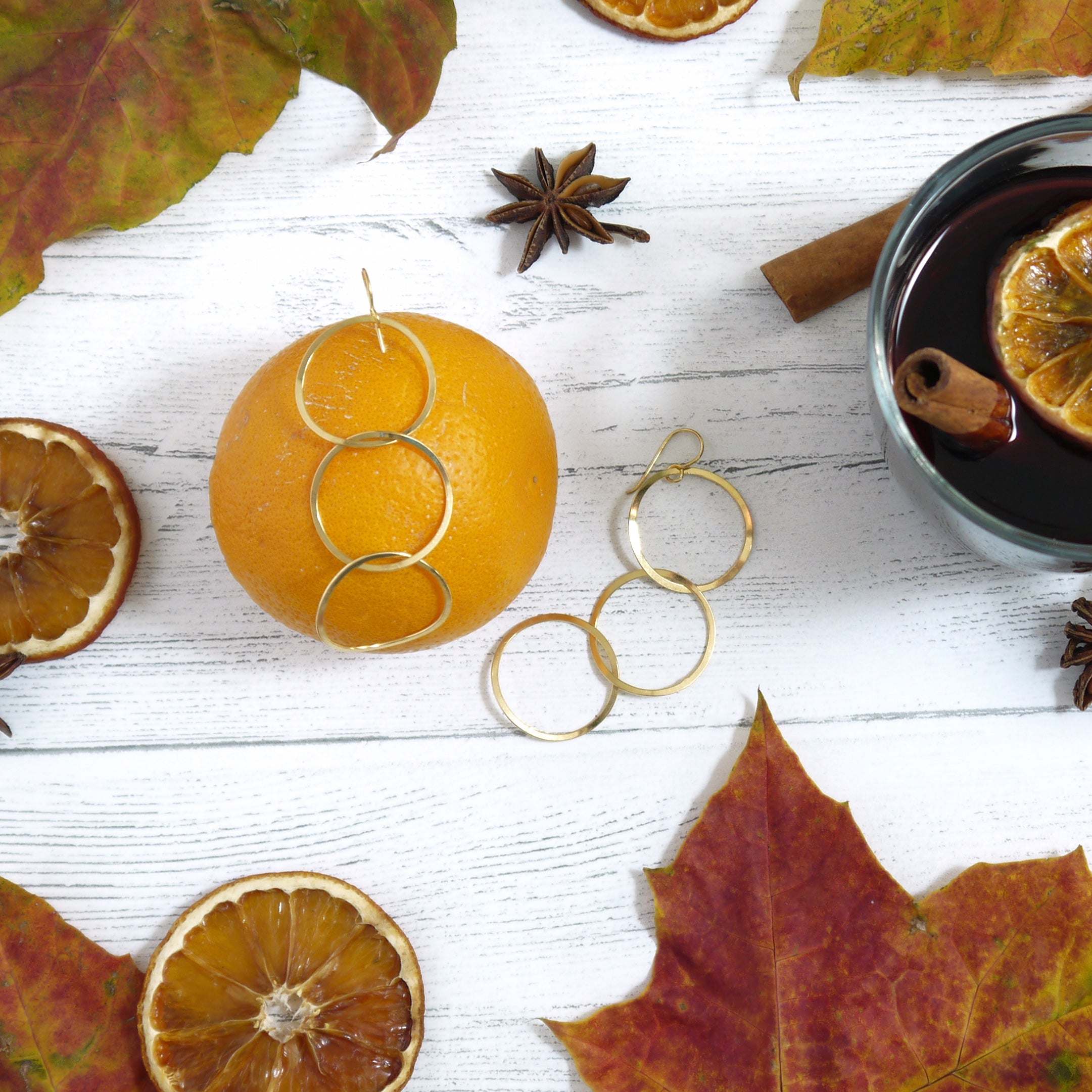 Gold Plated Silver Earrings - Interlinked Rings