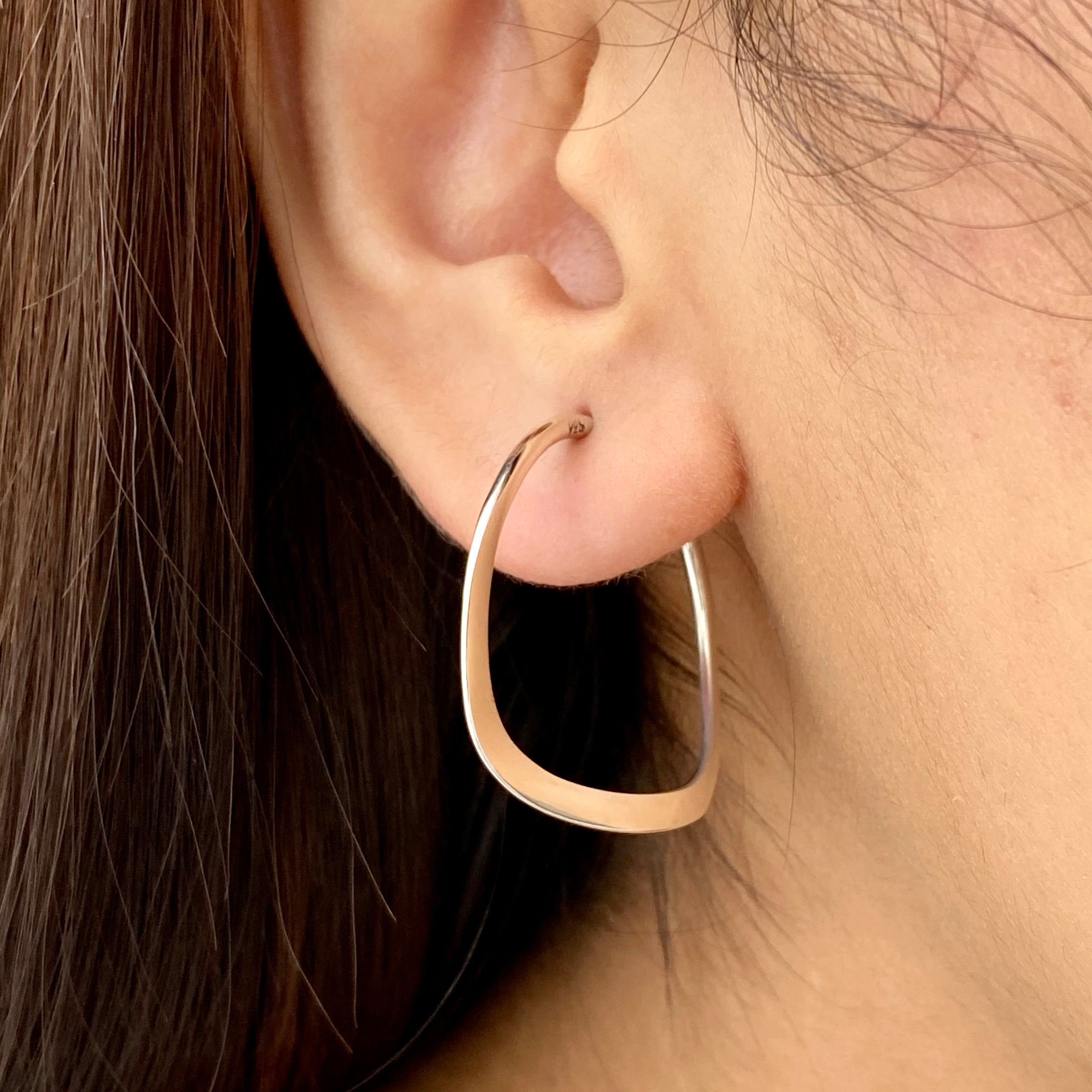 Sterling Silver Wavy Hoop Earrings
