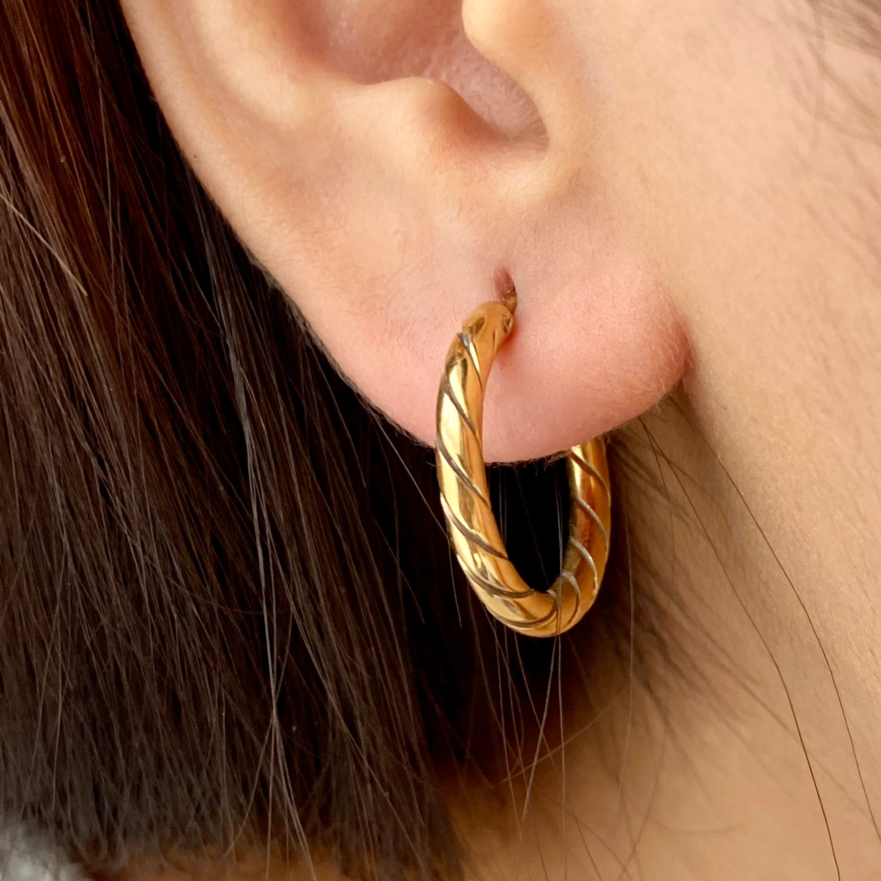 Gold Plated Sterling Silver Twisted Hoop Earrings