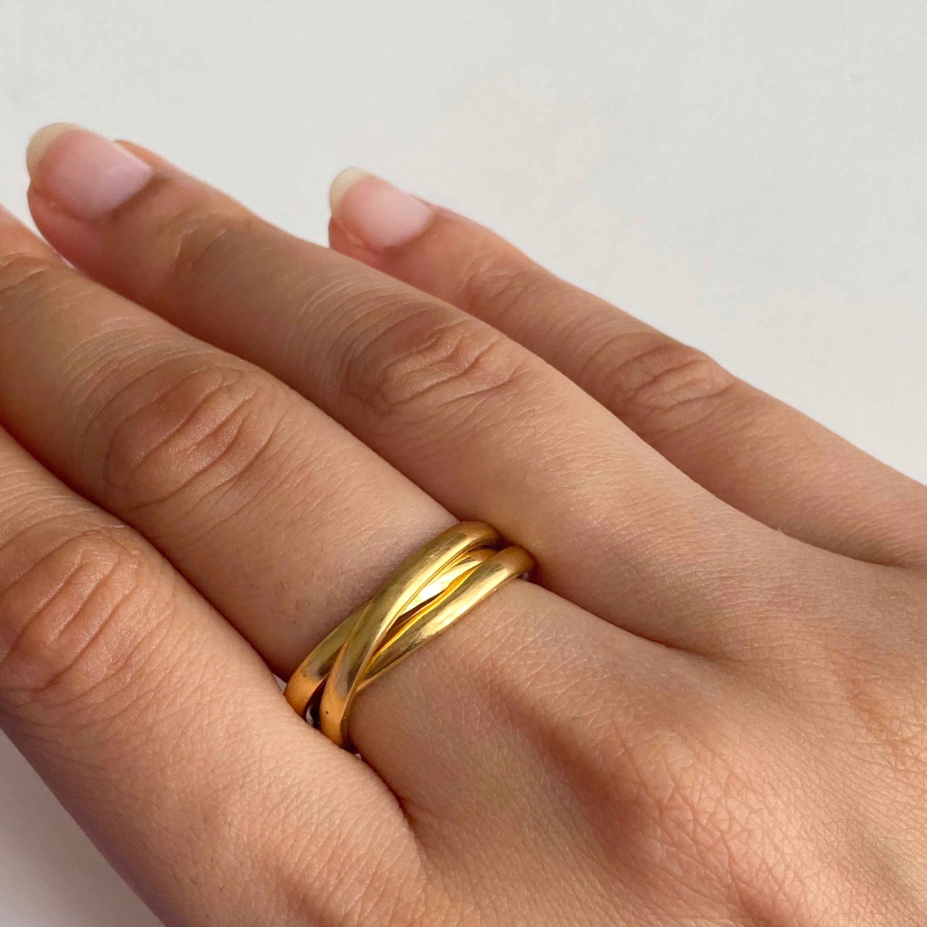 Intertwined Gold Plated Sterling Silver Ring - 3 Bands