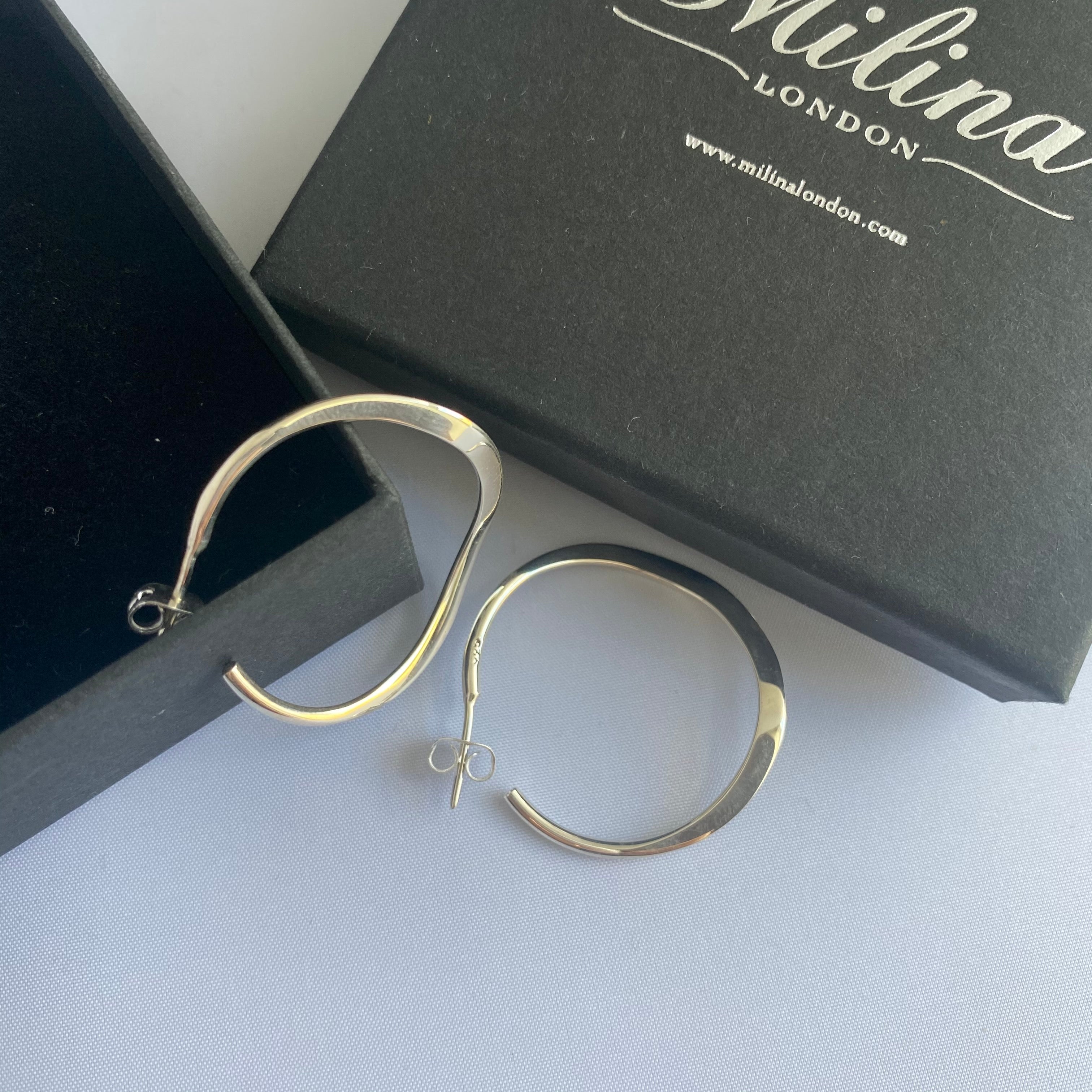 Sterling Silver Wavy Hoop Earrings