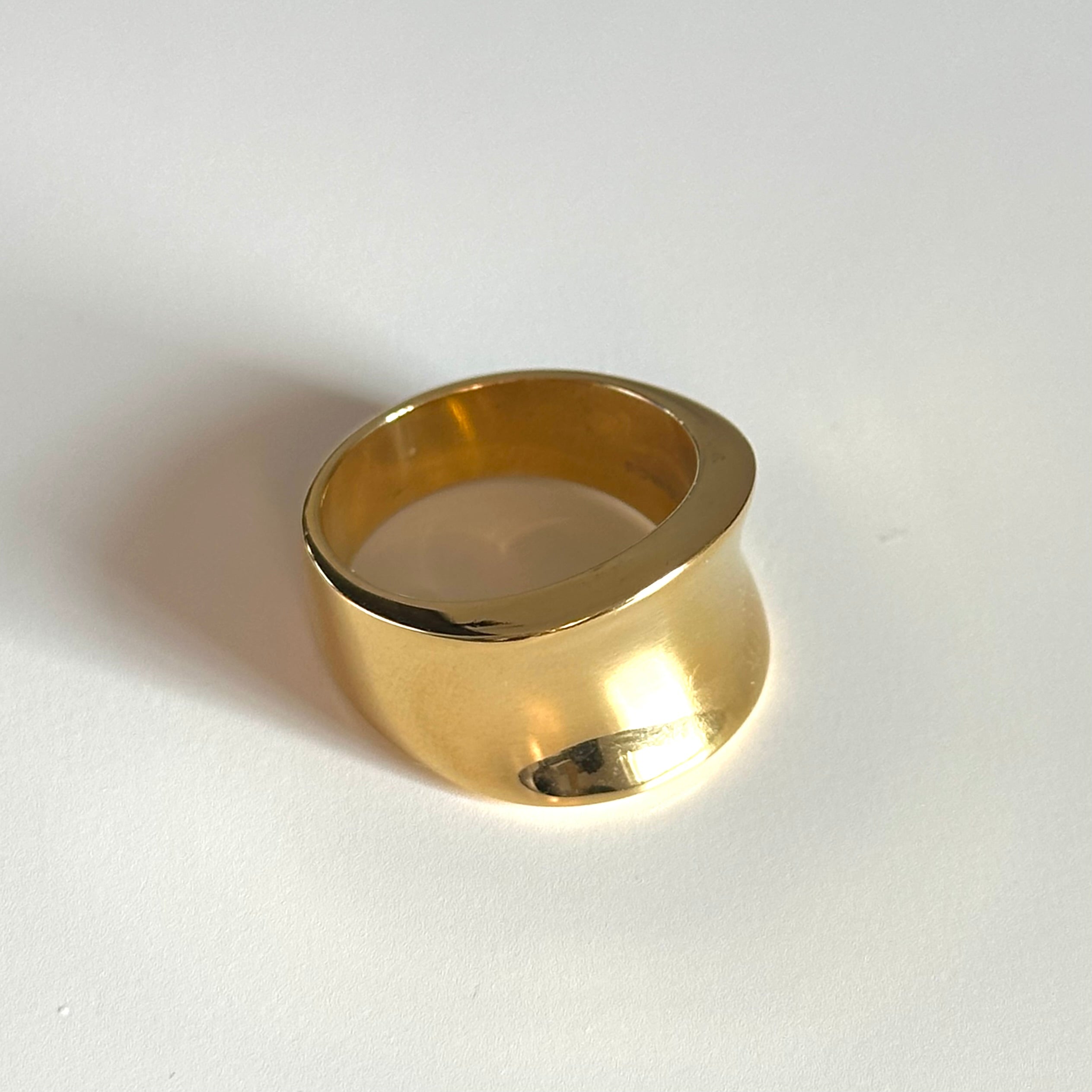 Gold Plated Sterling Silver Concave Tapered Ring- Milina London