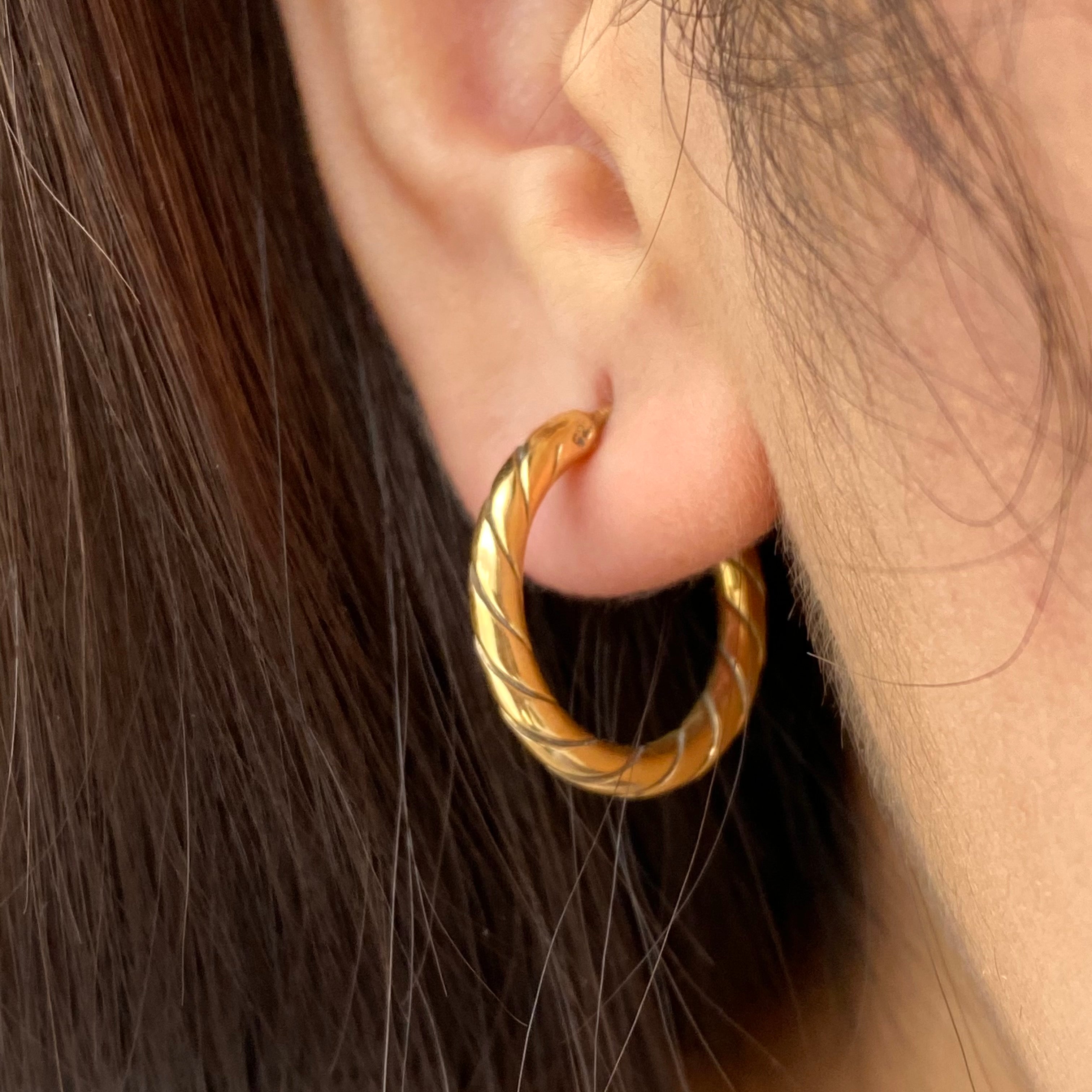 Gold Plated Sterling Silver Twisted Hoop Earrings