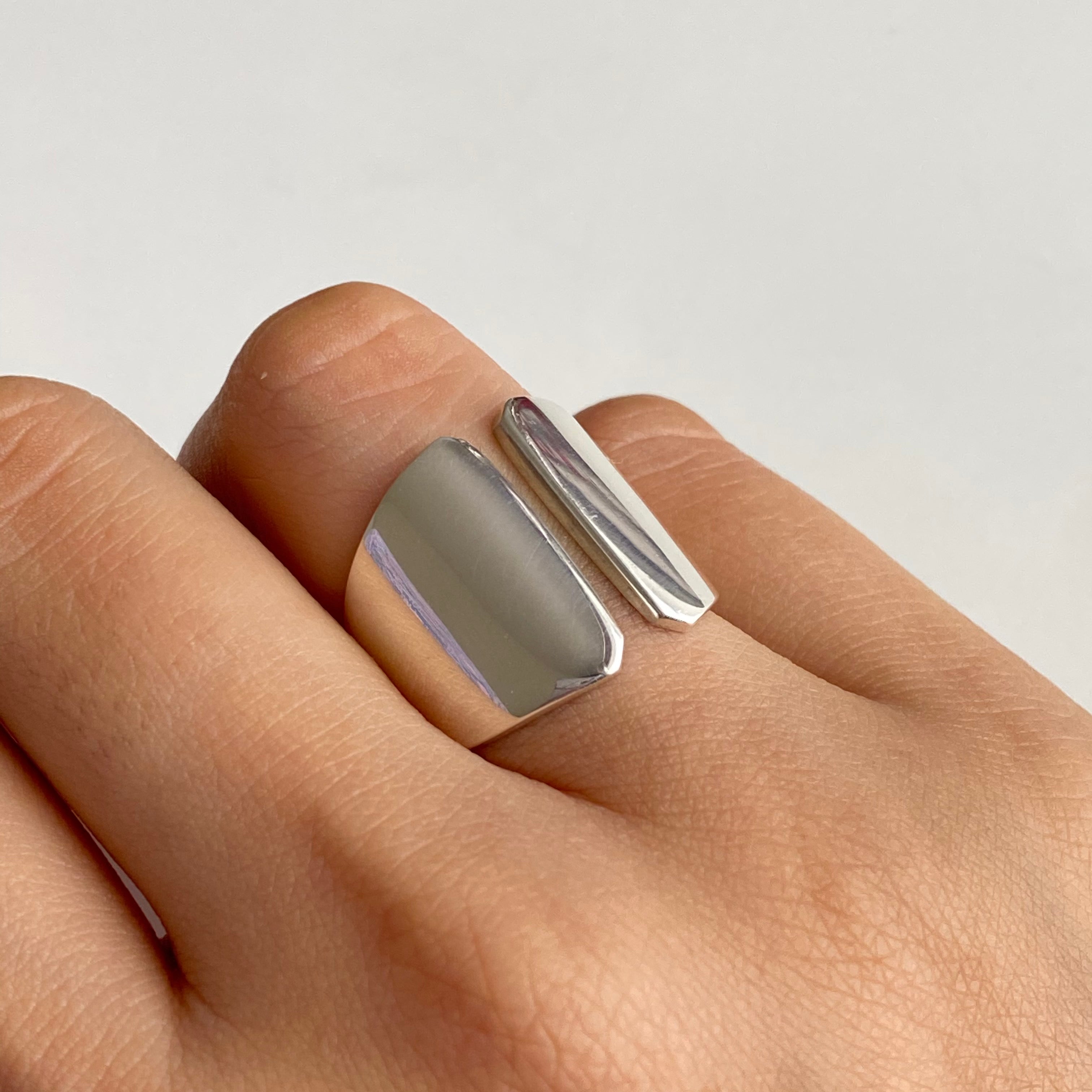 Sterling Silver Wide Chunky Gap Ring