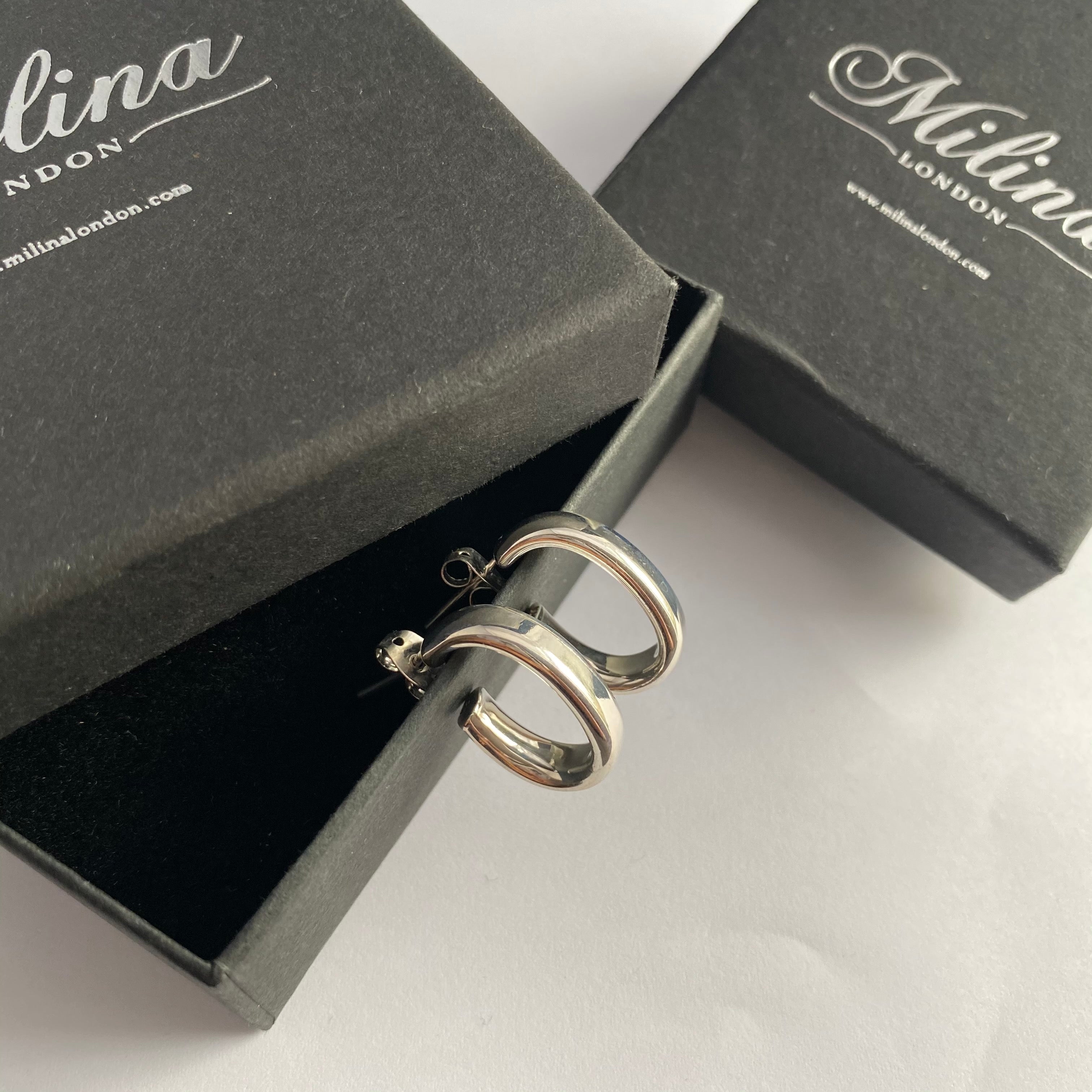 Silver Earrings - Oval Hoops