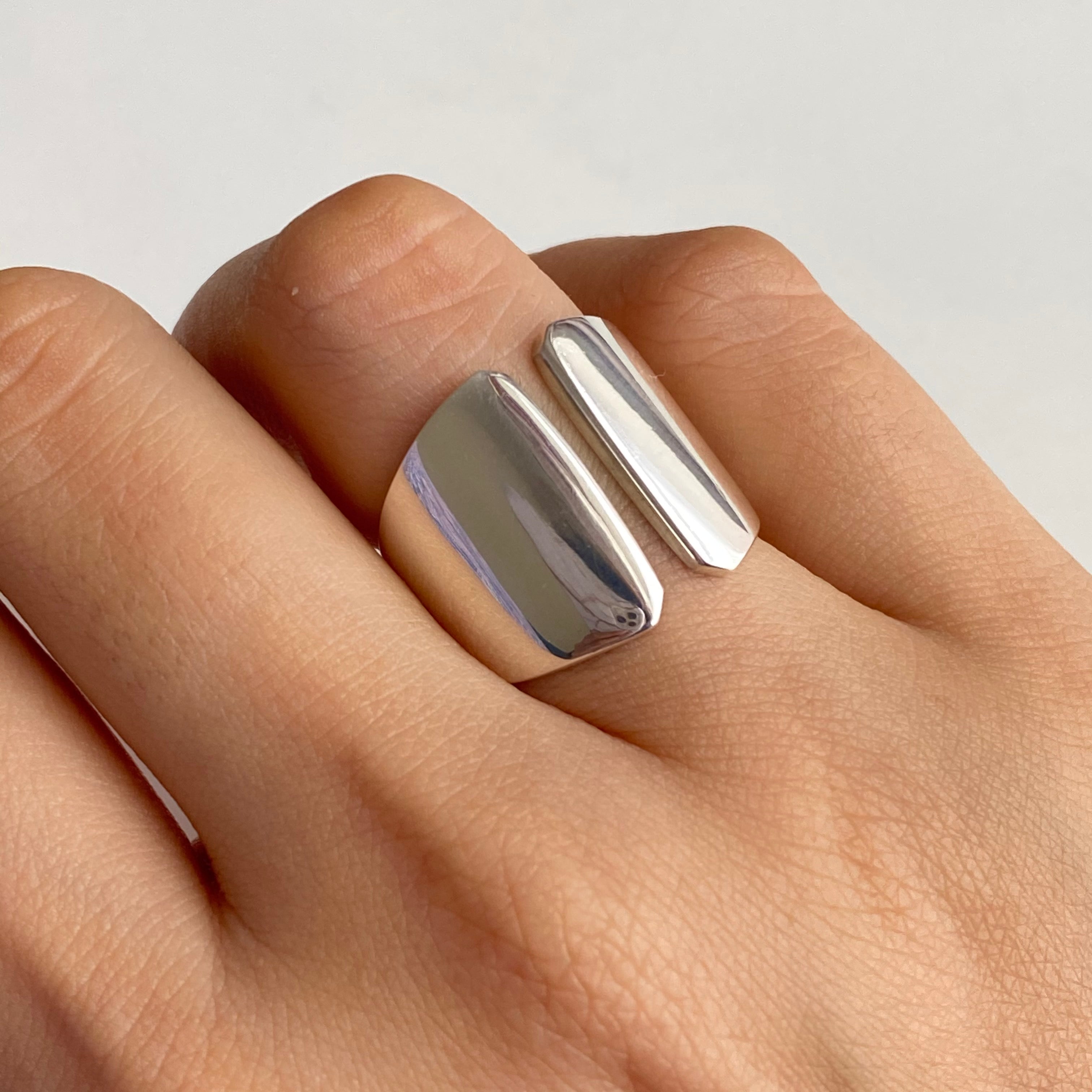 Sterling Silver Wide Chunky Gap Ring