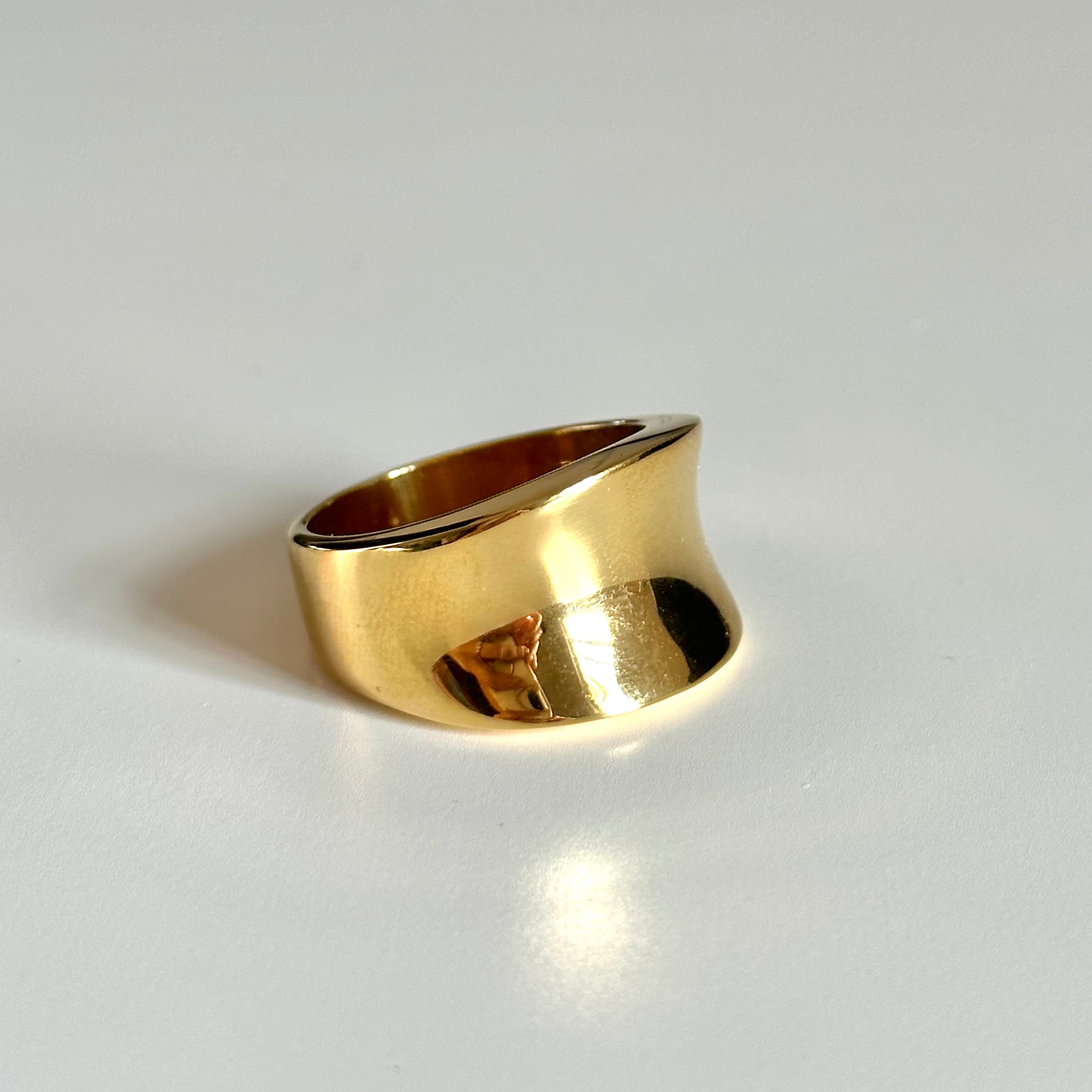 Gold Plated Sterling Silver Concave Tapered Ring- Milina London