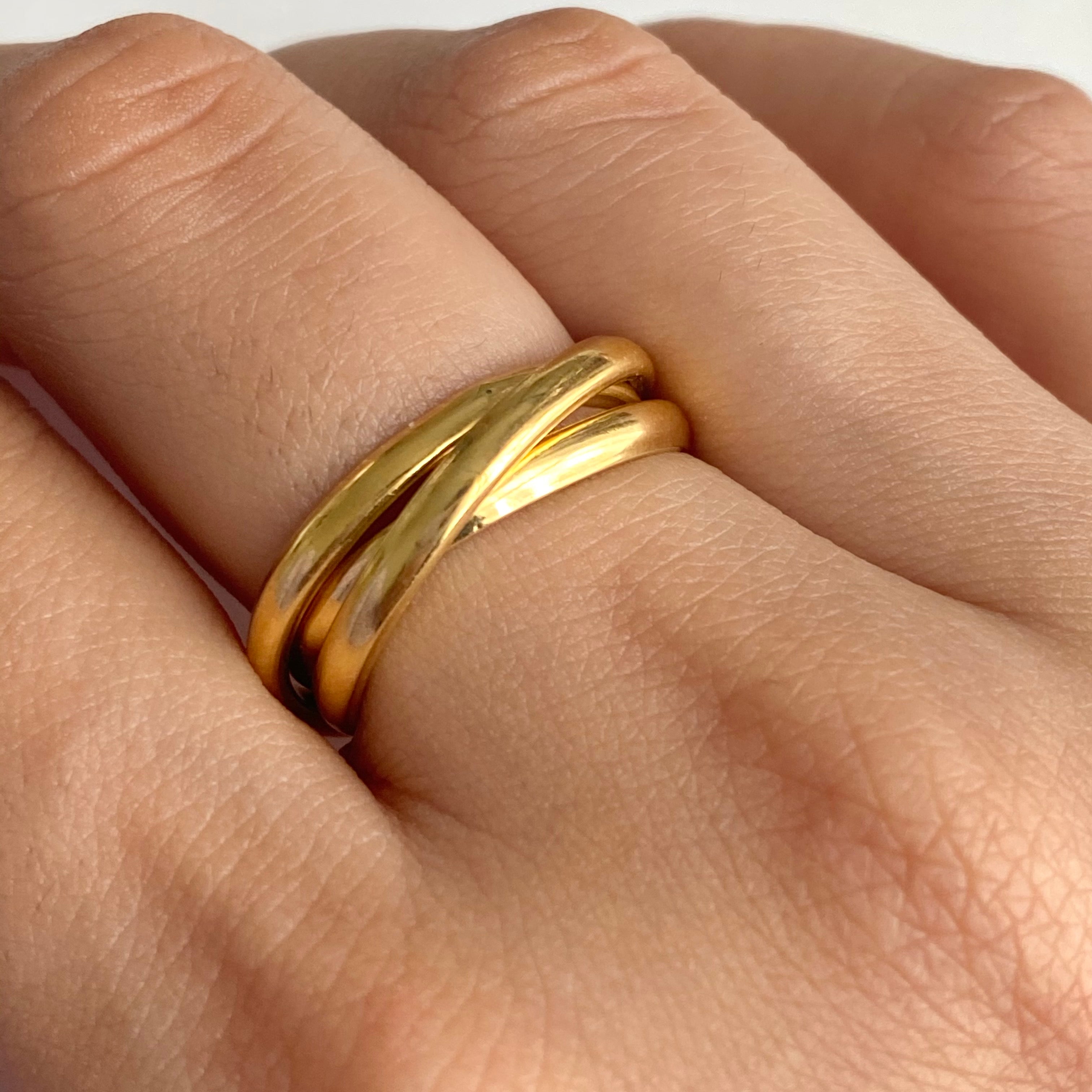 Intertwined Gold Plated Sterling Silver Ring - 3 Bands