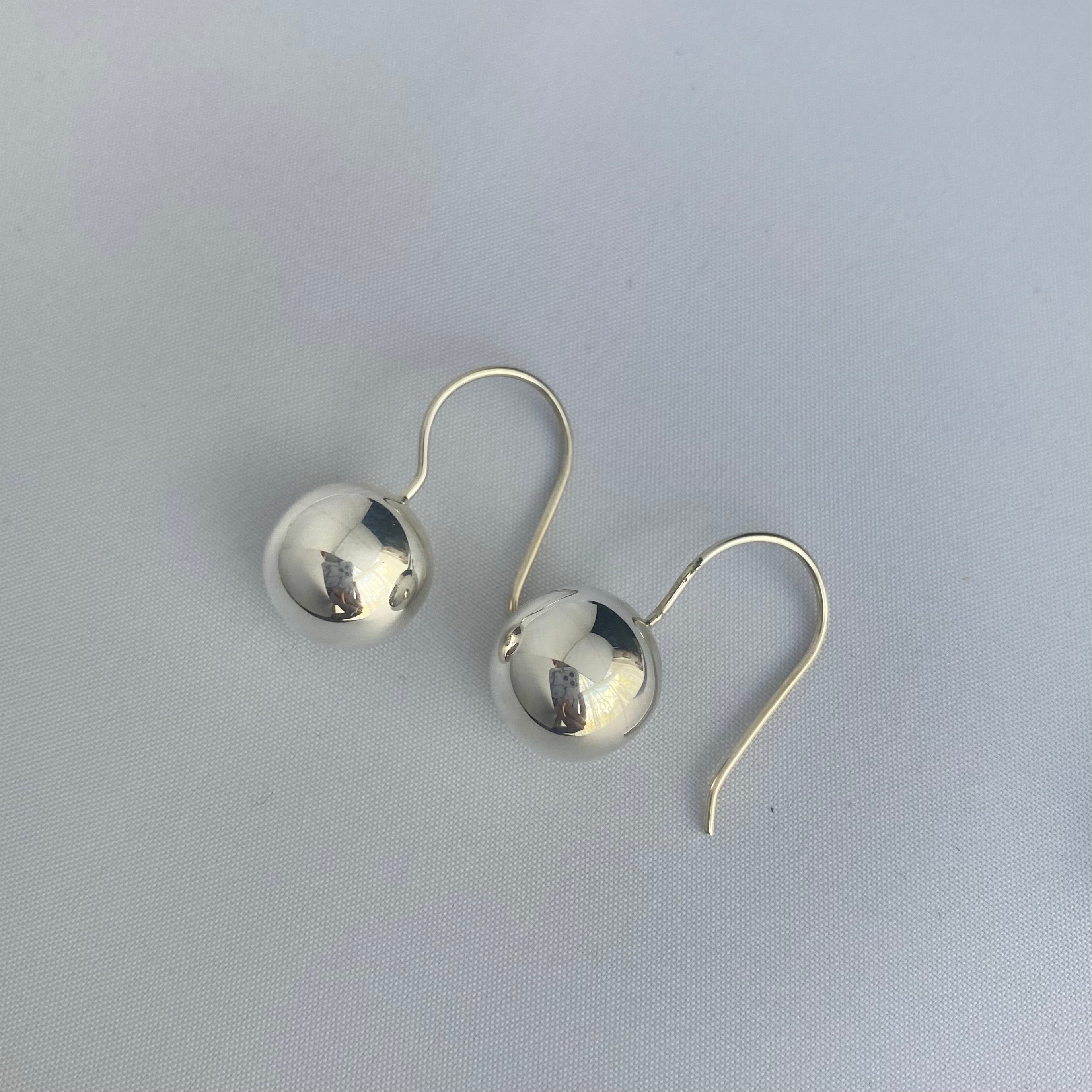 Silver Hook Earrings with Sphere Drop