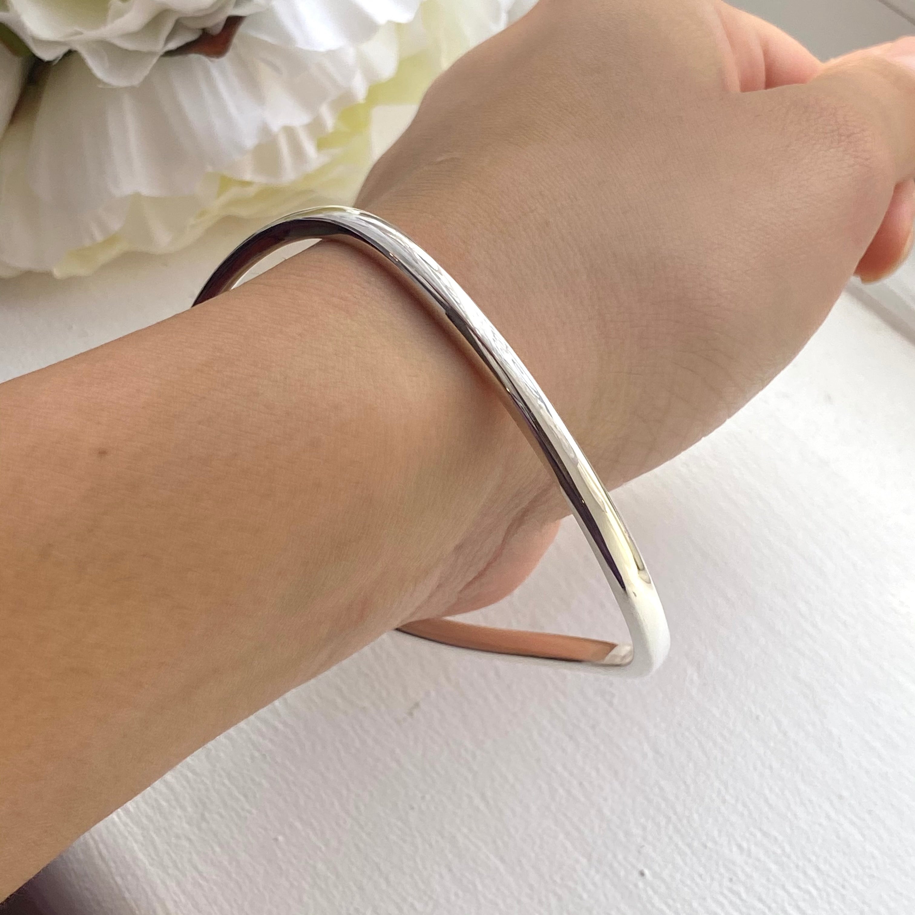 Wavy Solid Sterling Silver Bangle