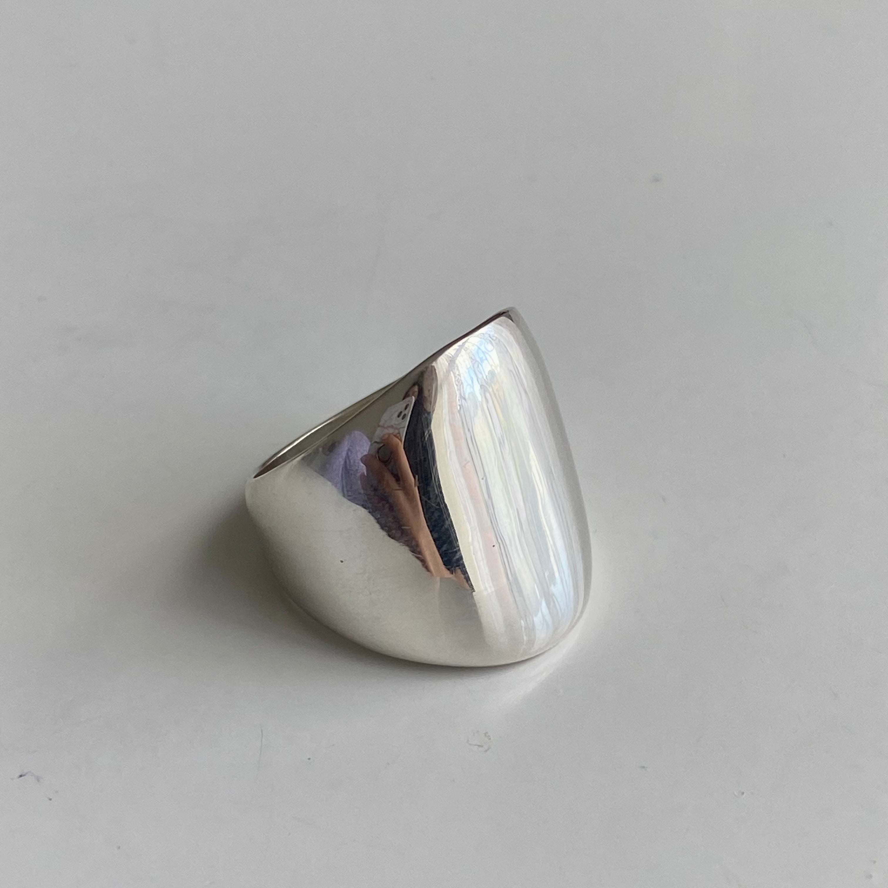 Long Chunky Rounded Sterling Silver Ring