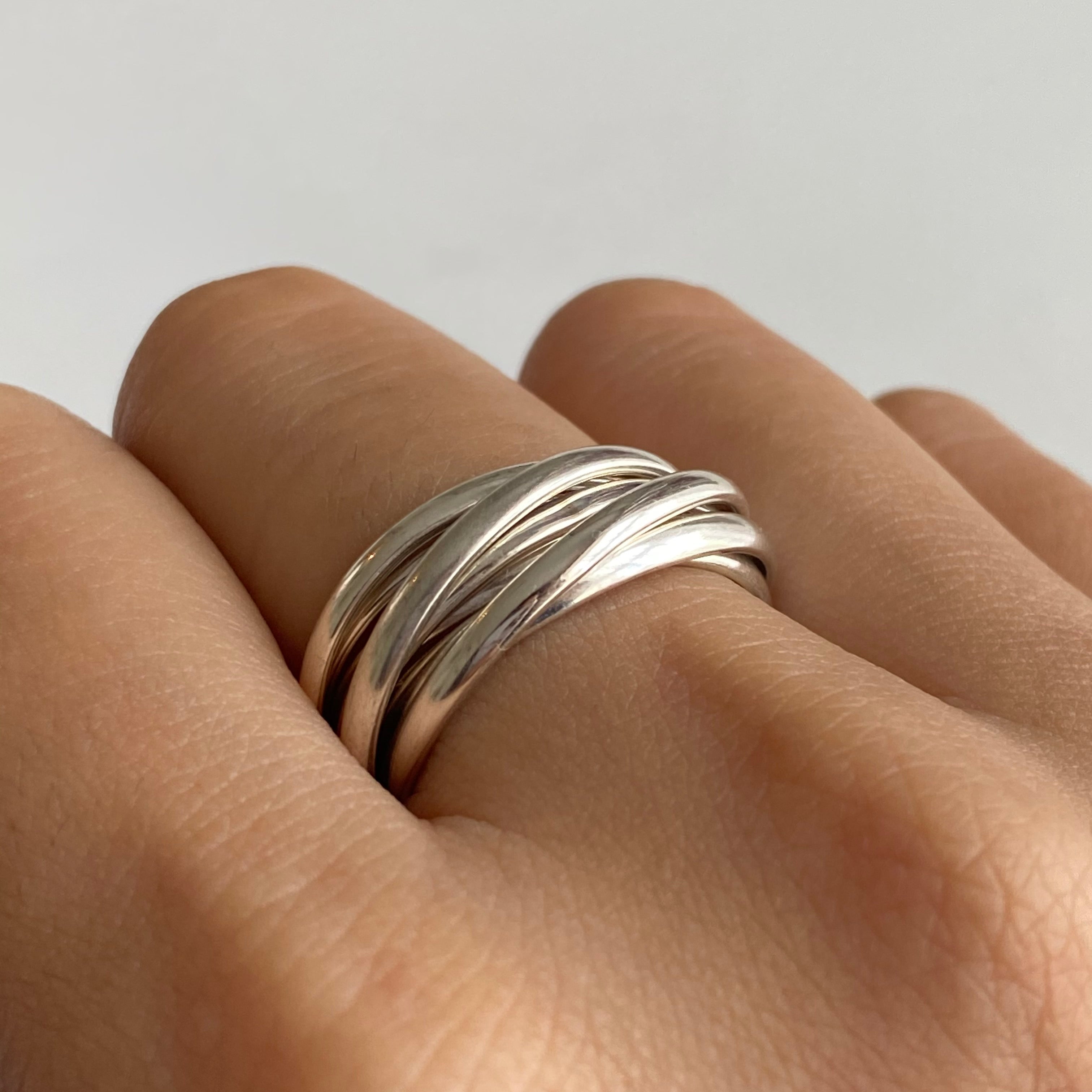 Intertwined Sterling Silver 7 Band Russian Wedding Ring