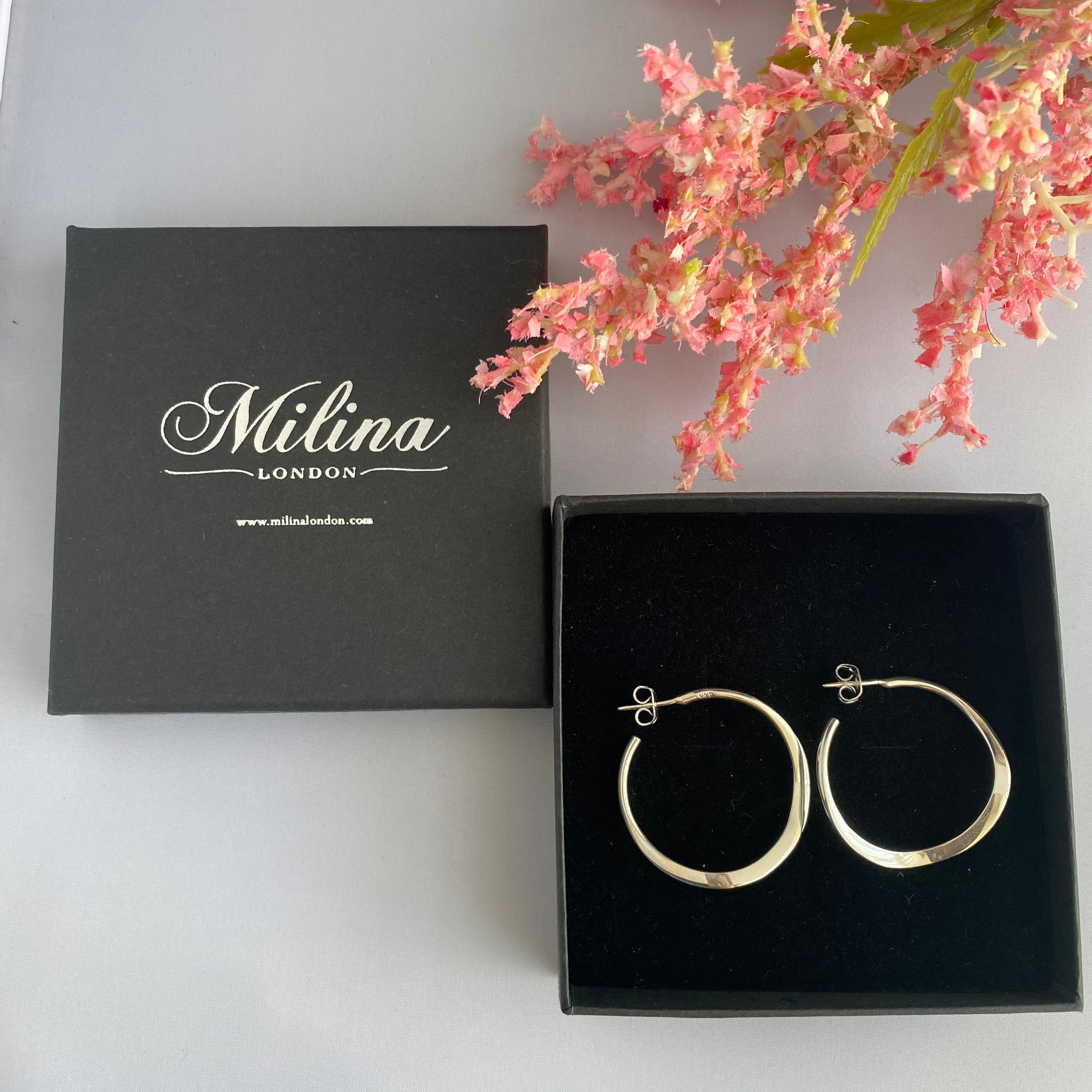 Sterling Silver Wavy Hoop Earrings