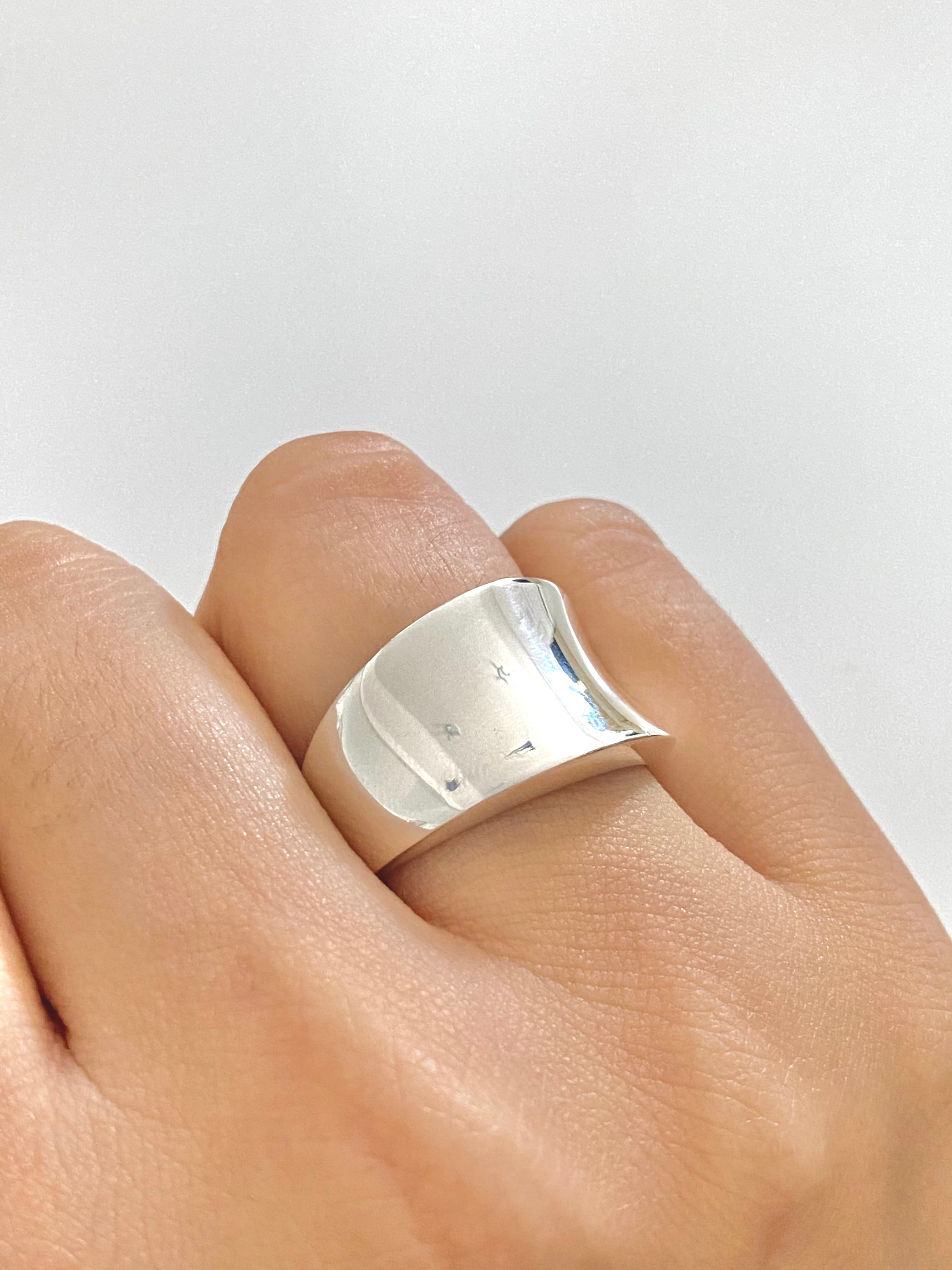 Sterling Silver Concave Tapered Ring