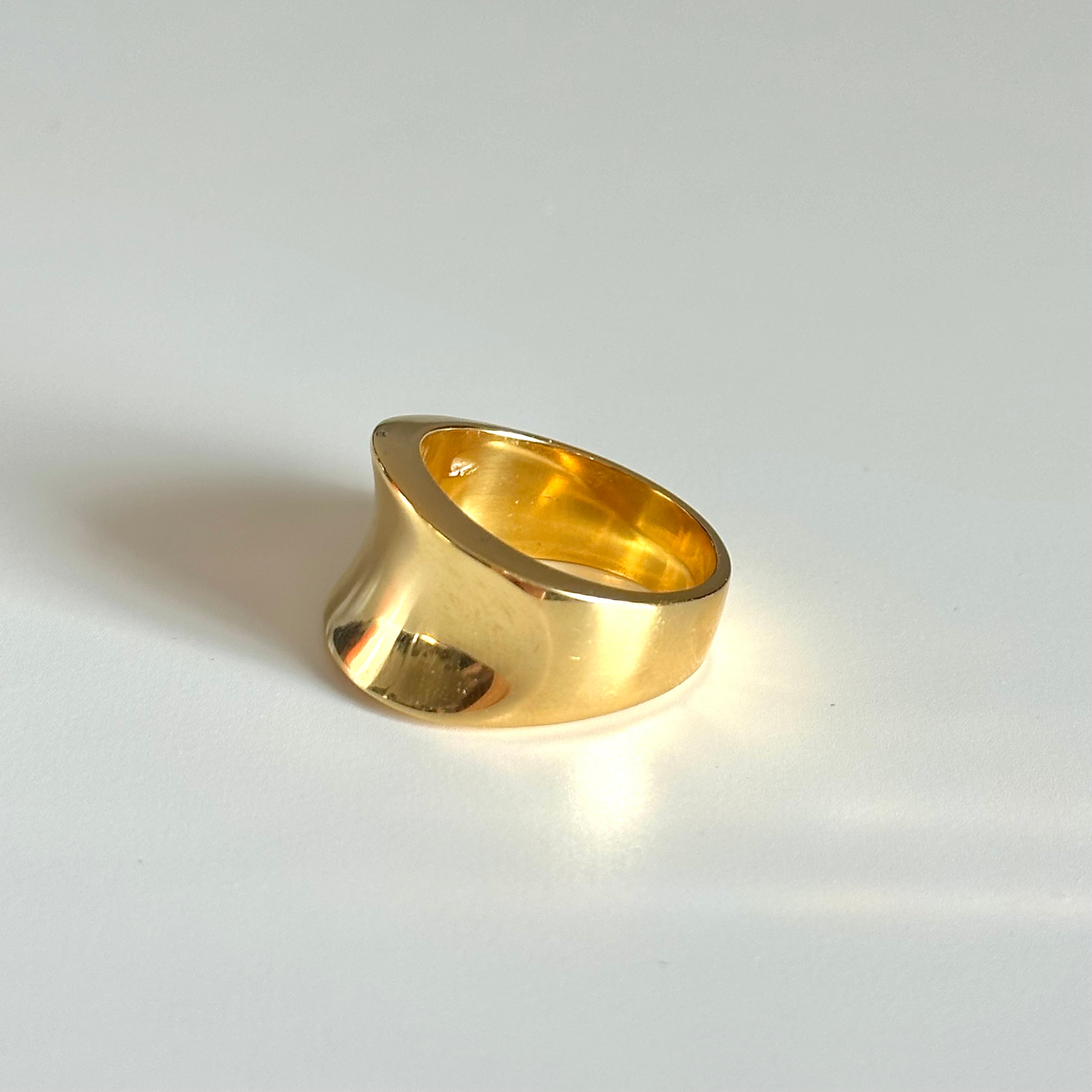 Gold Plated Sterling Silver Concave Tapered Ring- Milina London