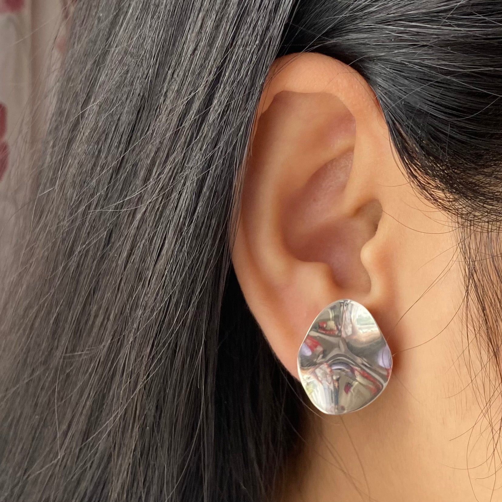 Large silver studs sales
