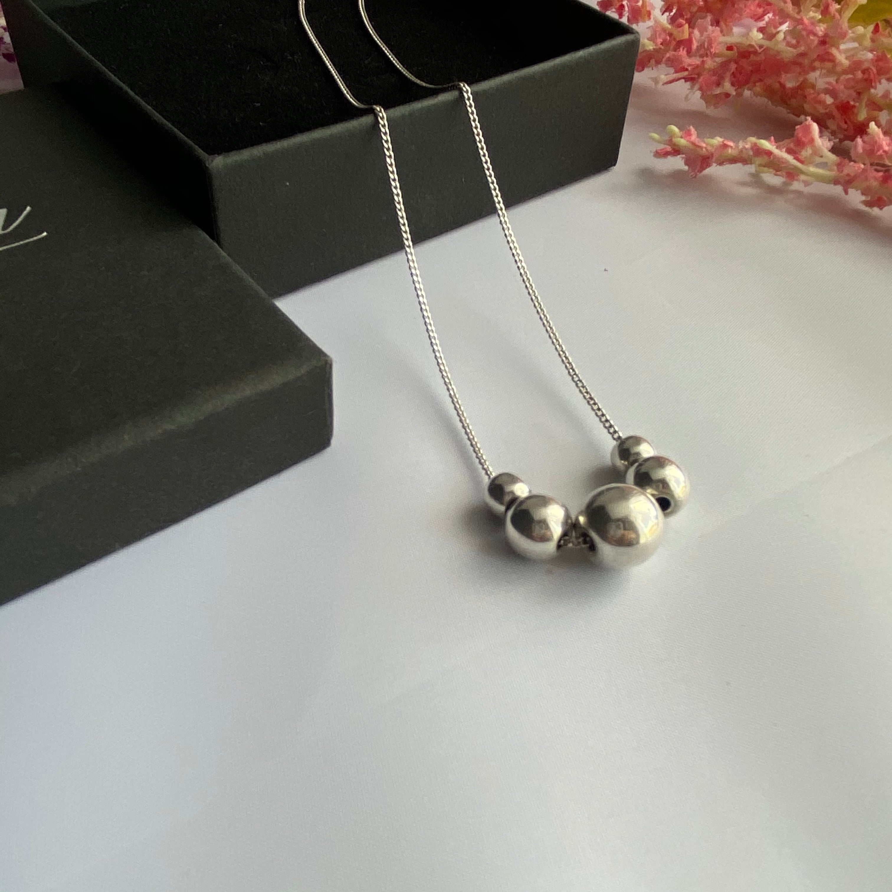 Sterling Silver Necklace with 5 Balls