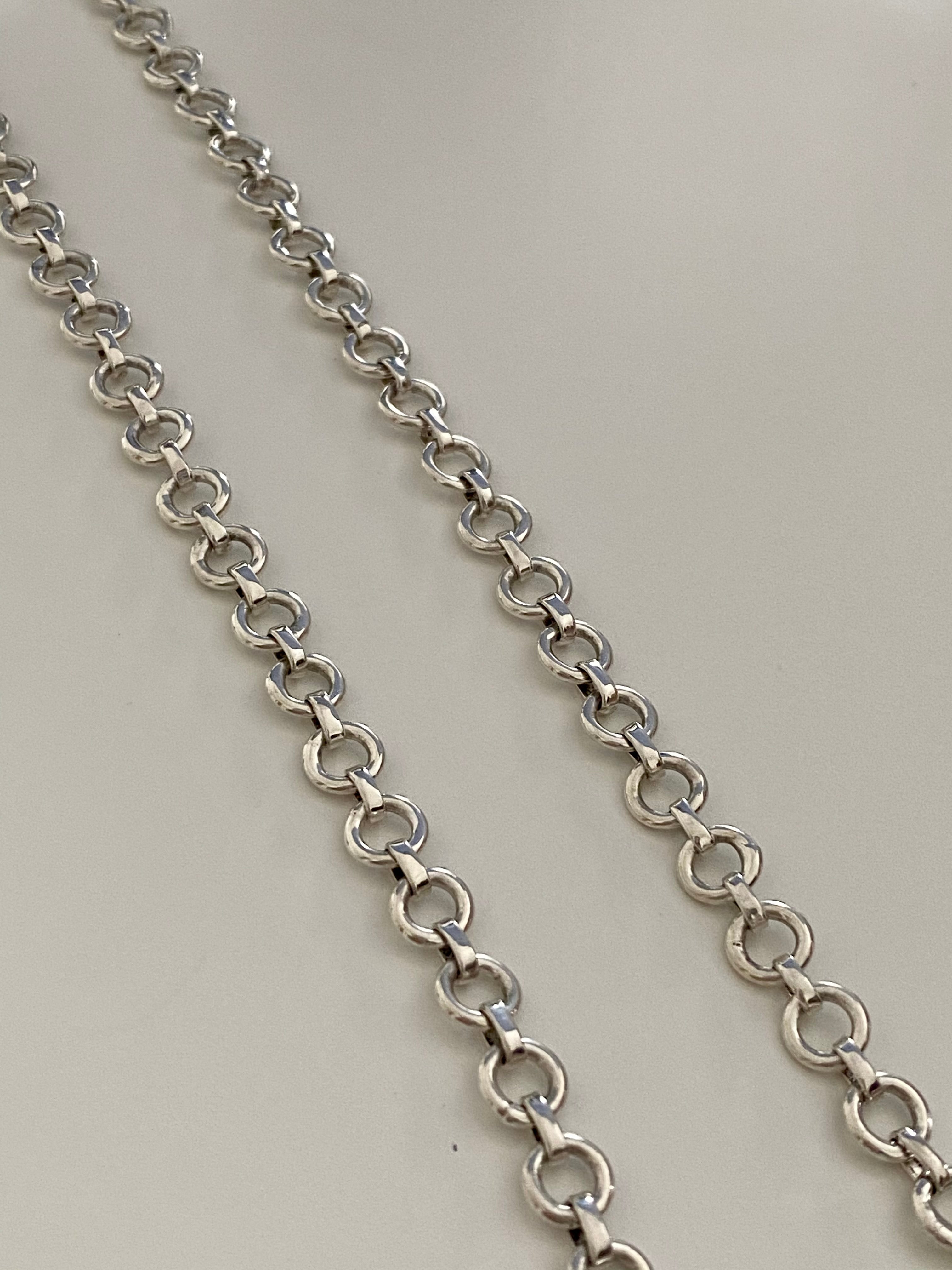 Statement Sterling Silver Necklace with small round links