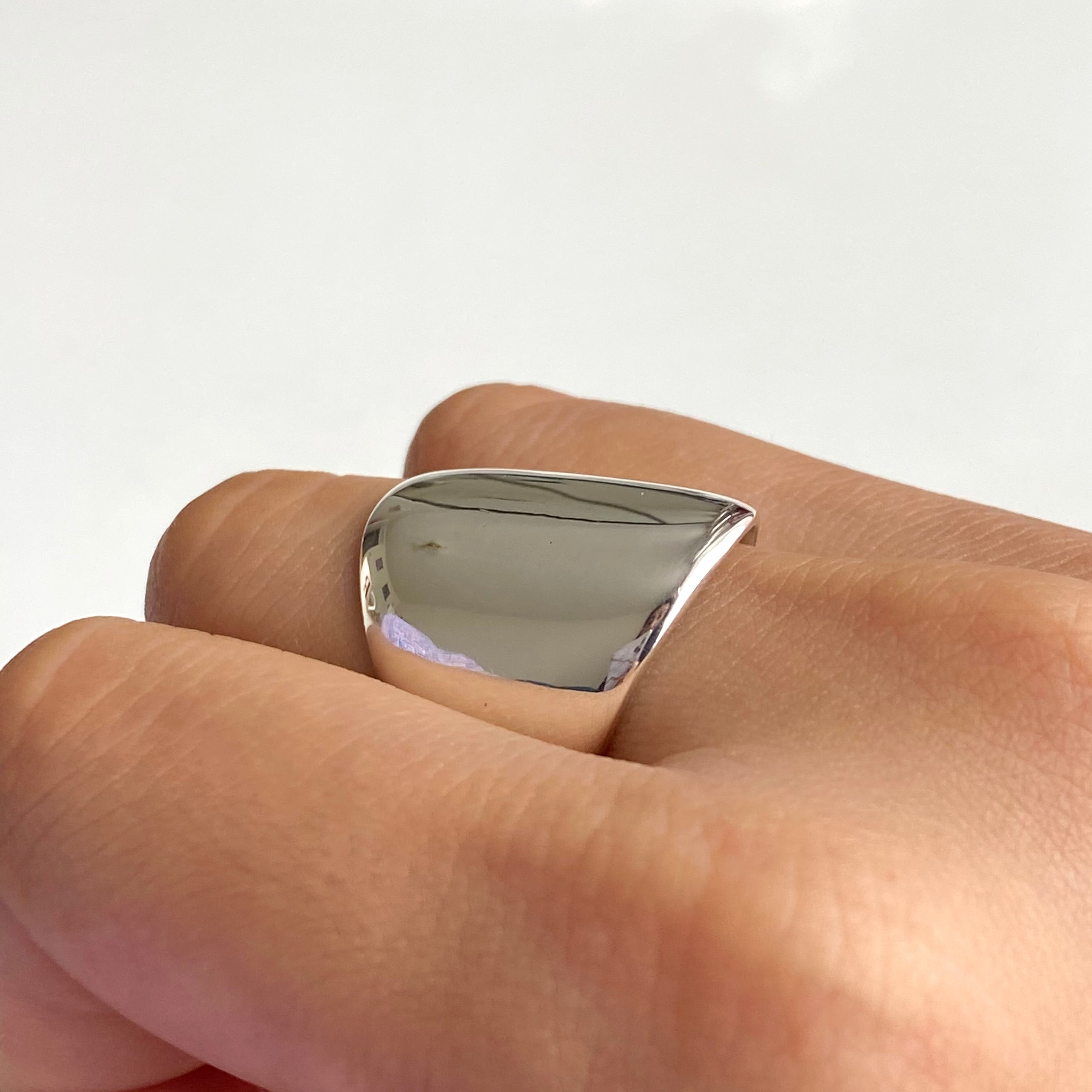 Long Chunky Rounded Sterling Silver Ring