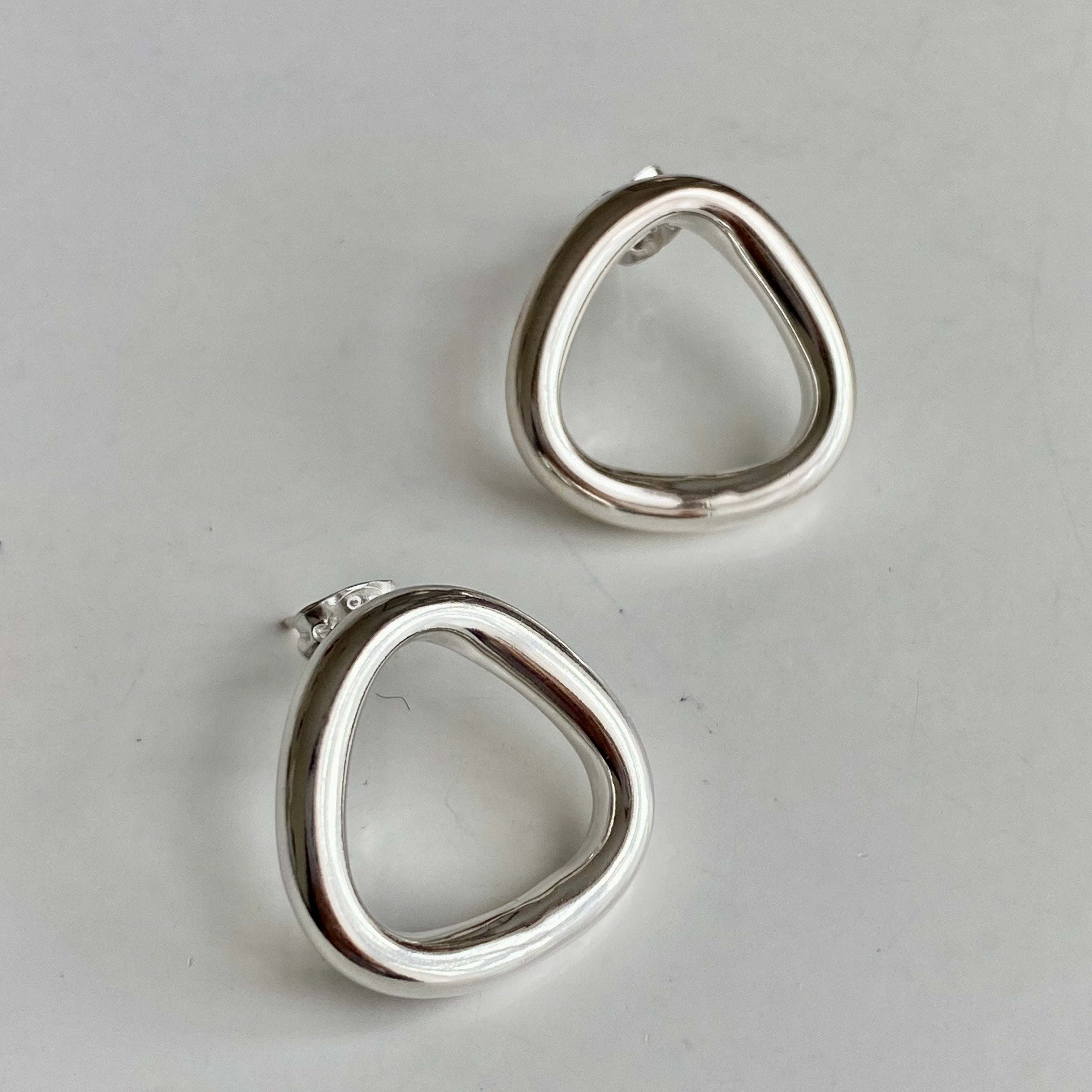 Sterling Silver Triangle Shaped Stud Earrings