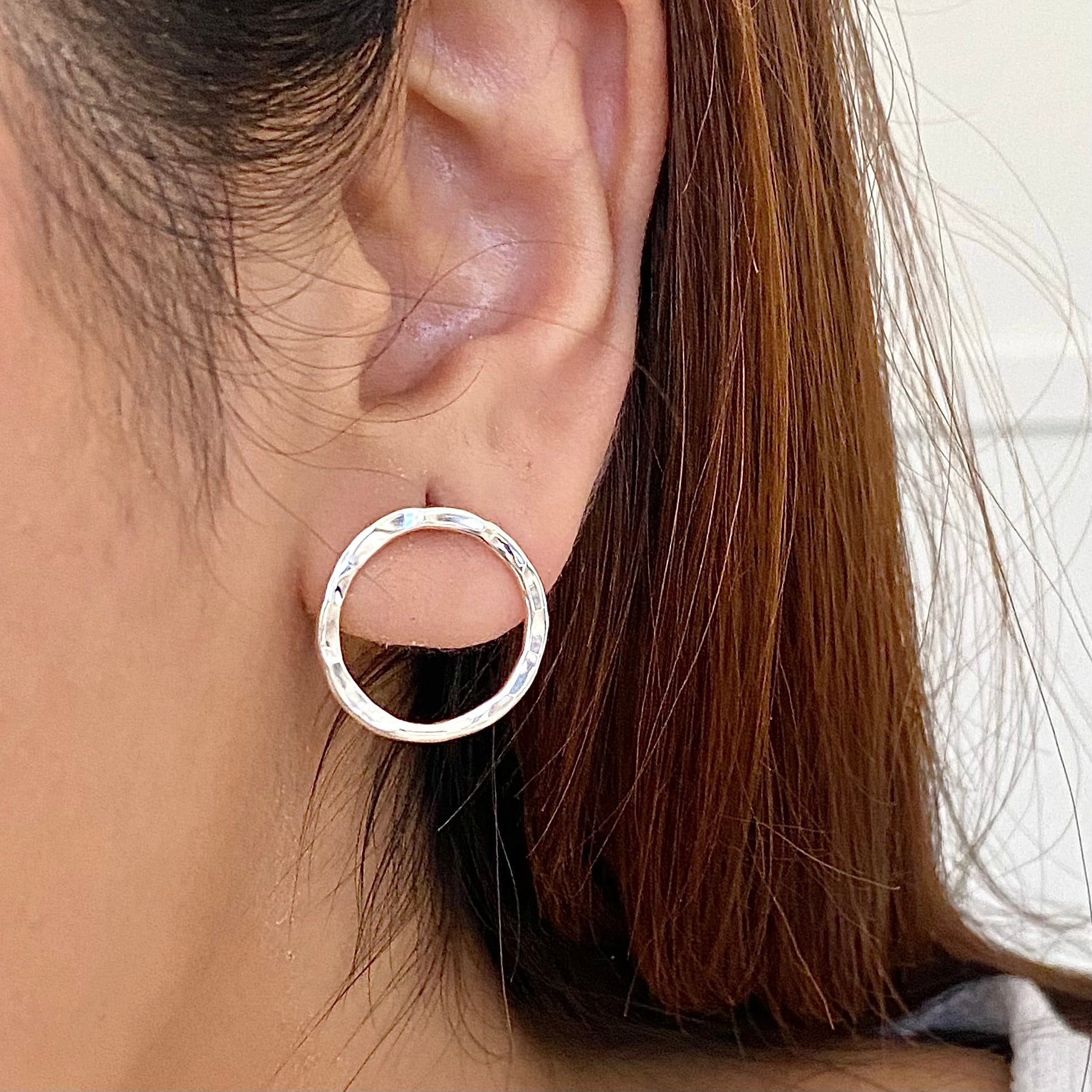 Hollow circle stud on sale earrings