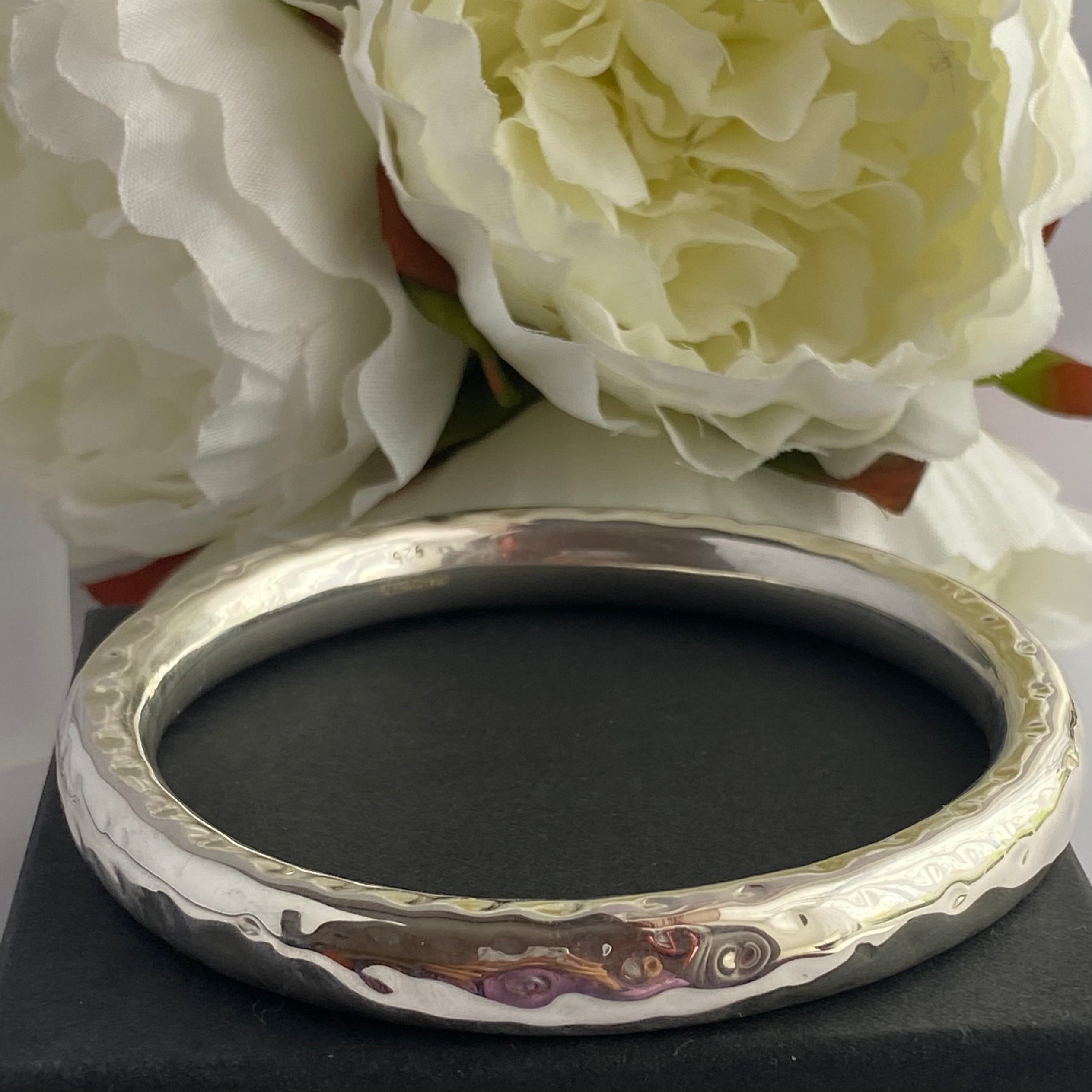Sterling Silver Thick Hammered Bangle