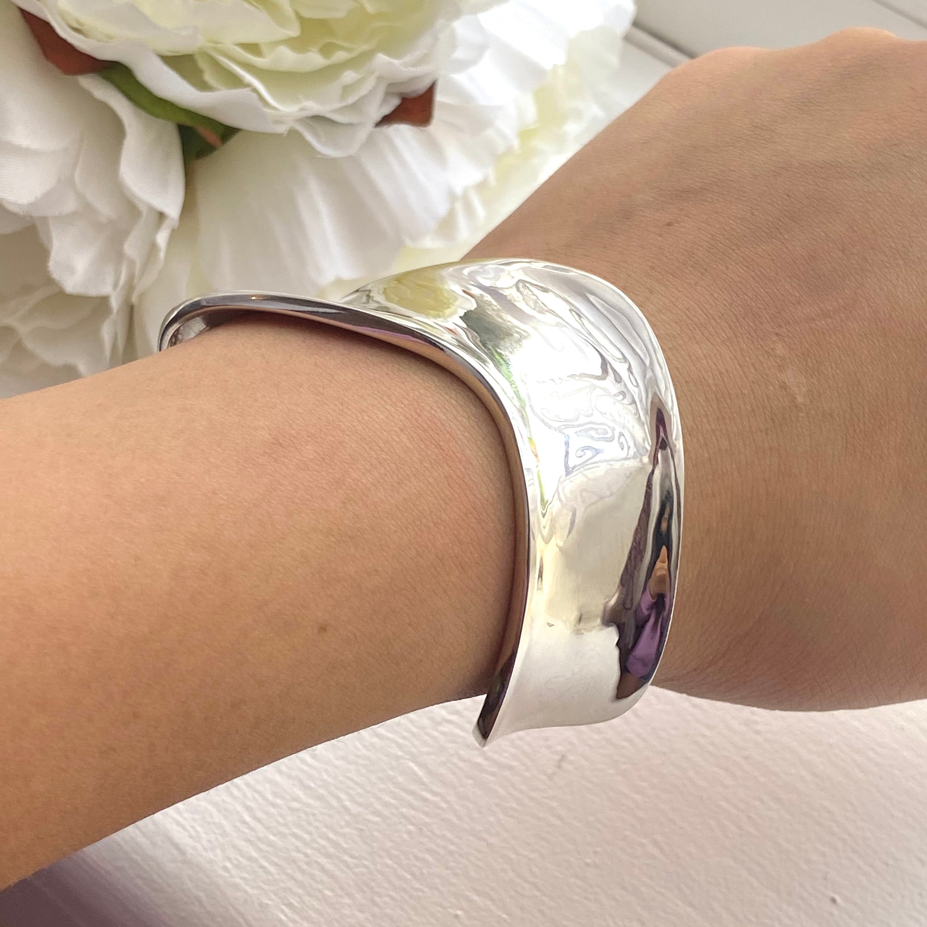 Sterling Silver Wave Cuff Bracelet