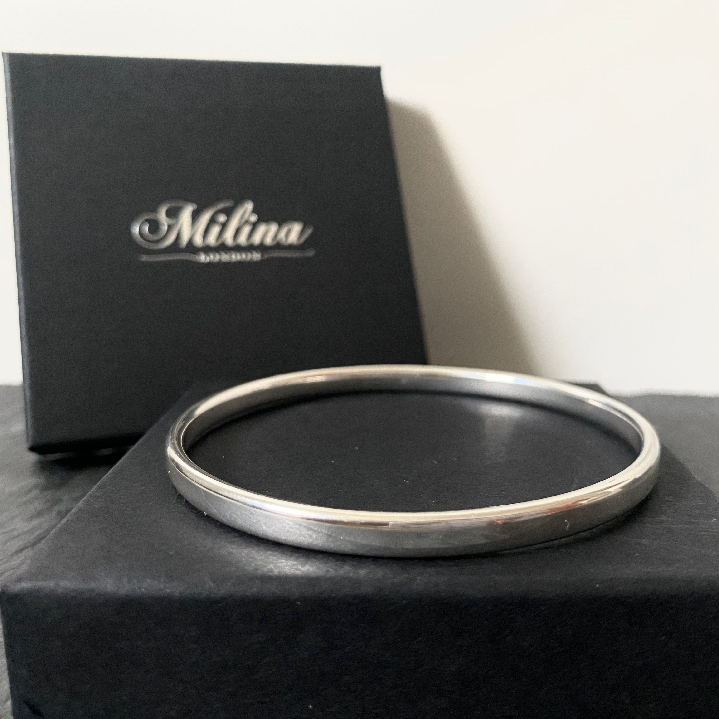 Hollow Thick Sterling Silver Bangle
