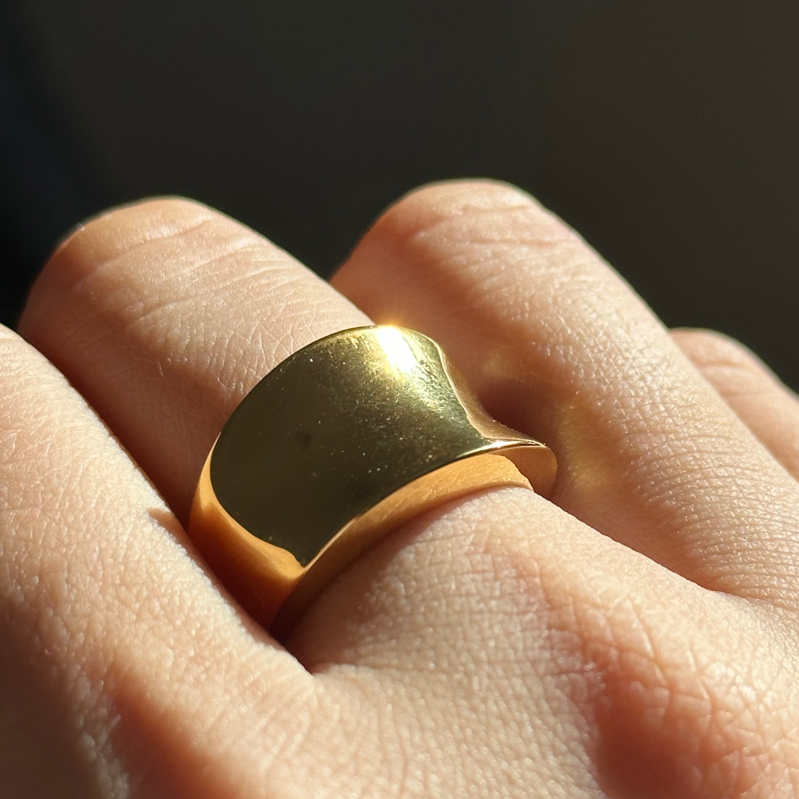 Gold Plated Sterling Silver Concave Tapered Ring- Milina London