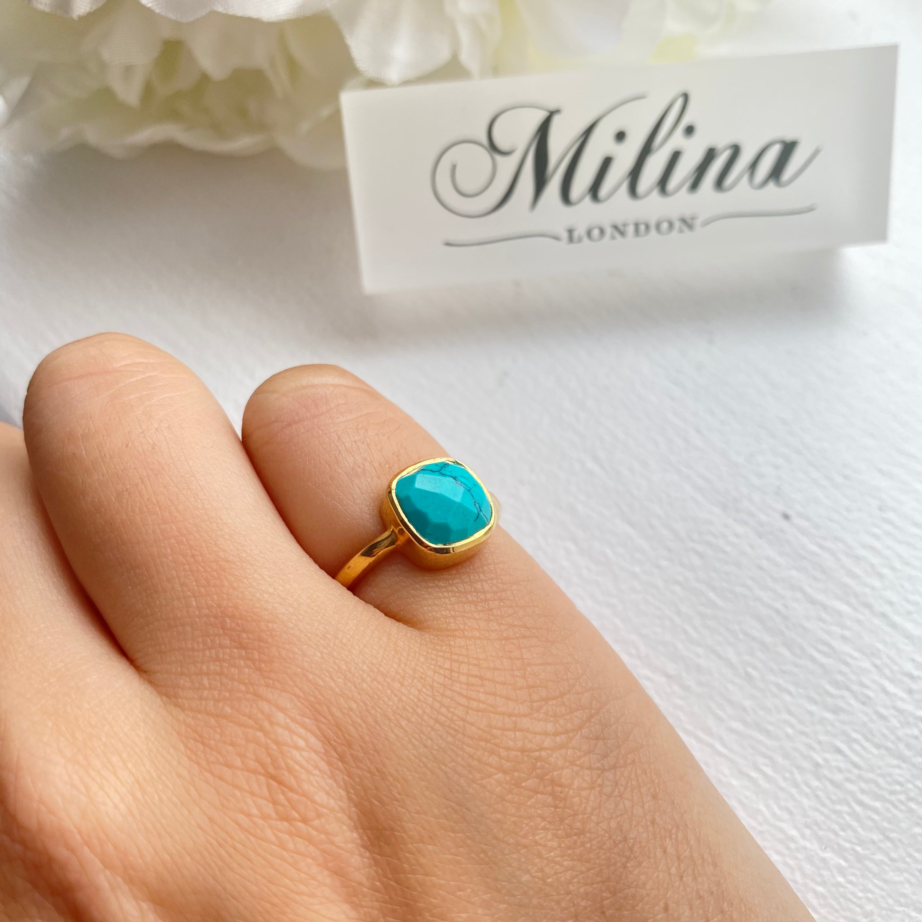 Turquoise on sale gold band